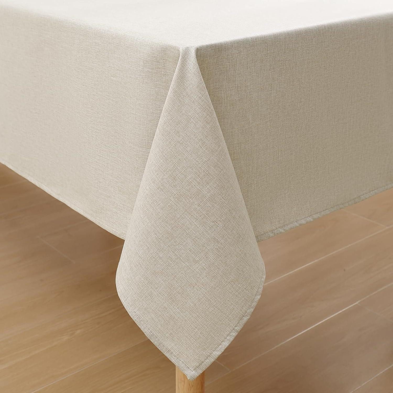 LuxusKollektion Tischdecke Tischdecke Leinenoptik Abwaschbar 240 x 140 cm (Rechteckig) Beige