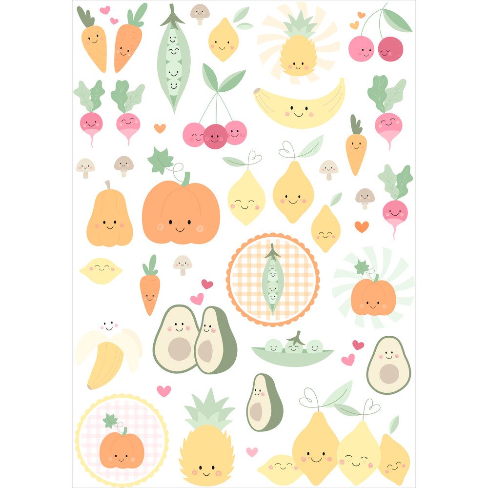 Artemio Aufkleber Rub On Transferfolie 'Vitamine', 48 Motive