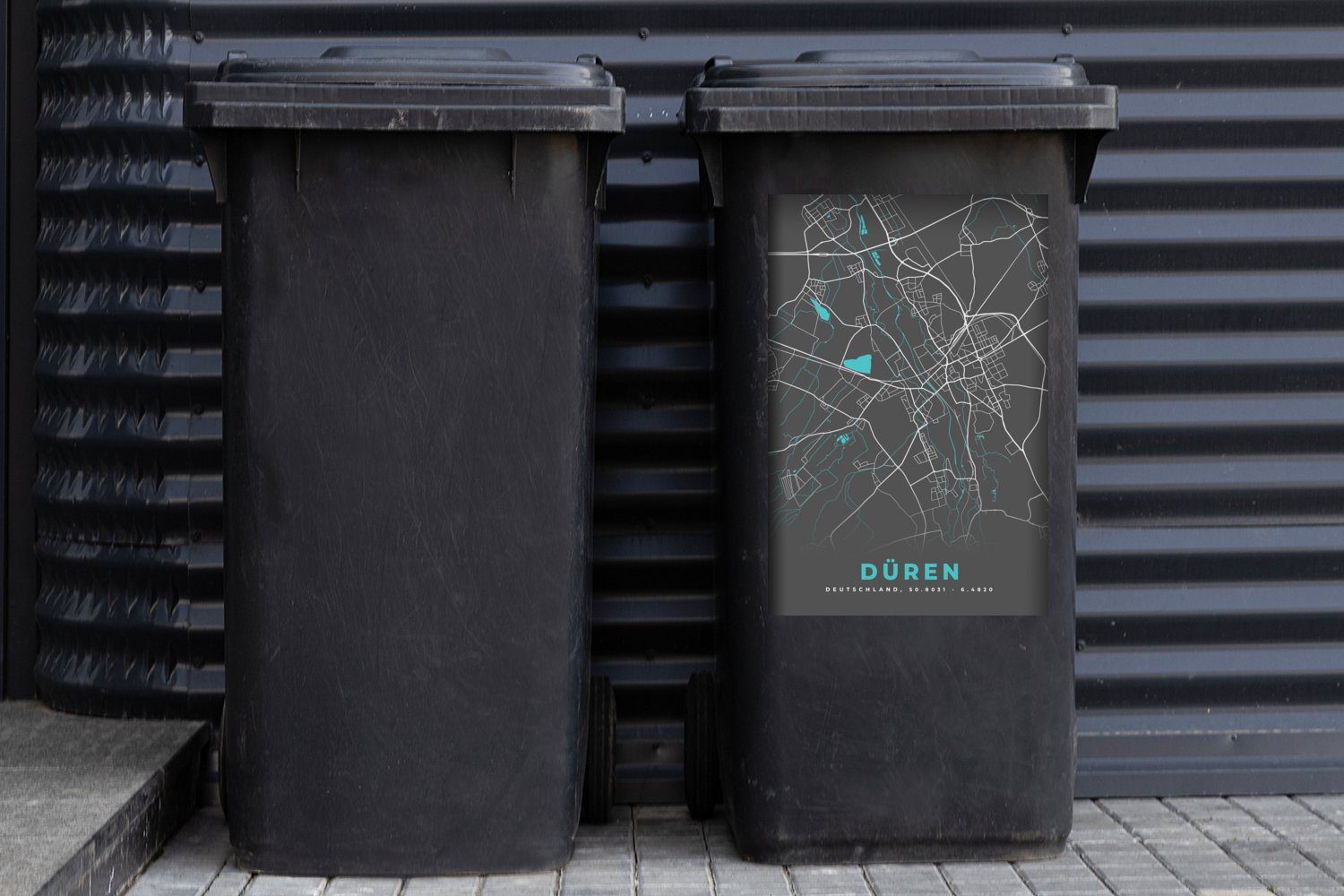 Deutschland Container, - Stadtplan Sticker, Wandsticker Düren Mülltonne, MuchoWow Karte St), (1 Mülleimer-aufkleber, - Abfalbehälter -