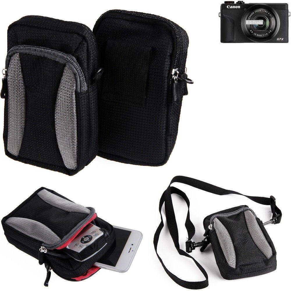 K-S-Trade Kameratasche für Canon PowerShot G7 X Mark III, Fototasche Gürtel-Tasche Holster Umhänge Tasche Kameratasche