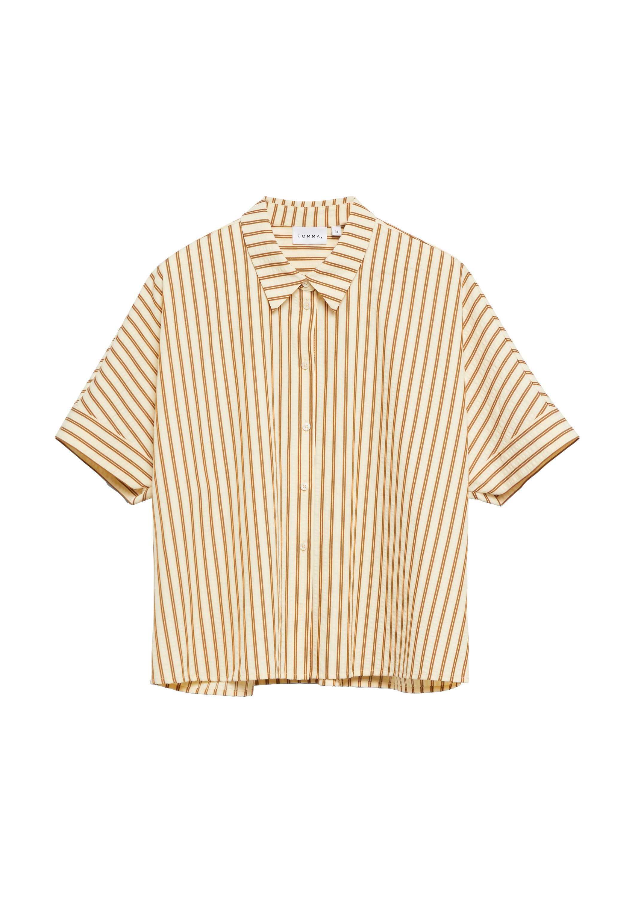 comma Kurzarmbluse Bluse Strukturierte Streifenbluse im Oversize Fit