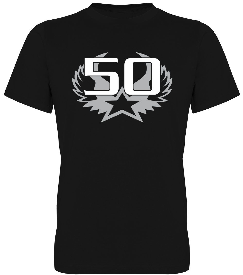G-graphics T-Shirt 50 – Stern mit Flügeln Herren T-Shirt mit Frontprint / Spruch zum 50ten Geburtstag