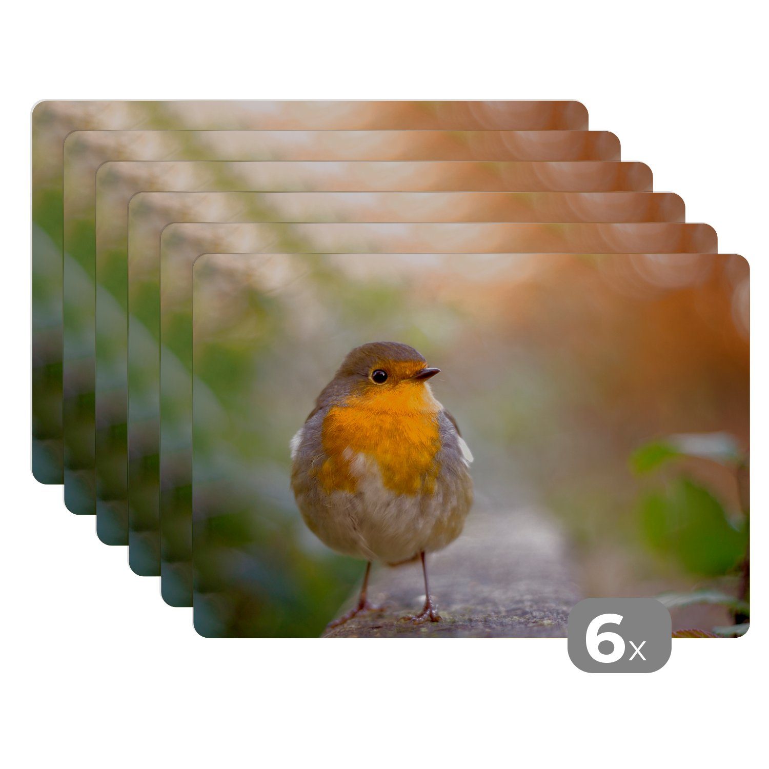 MuchoWow Platzset Vögel - Rotkehlchen - Baum, (6-St), Platzsets, Tischset, günstig online kaufen