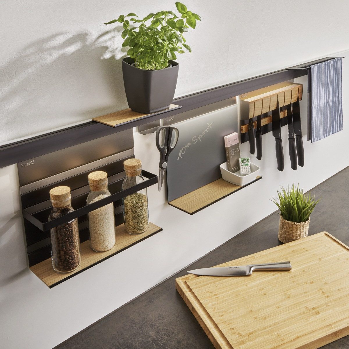 Kesseböhmer Küchenorganizer-Set Linero MosaiQ Deko Einleger 'M' 350x106,5x4 mm Eichendekor – Bild 2 von 4