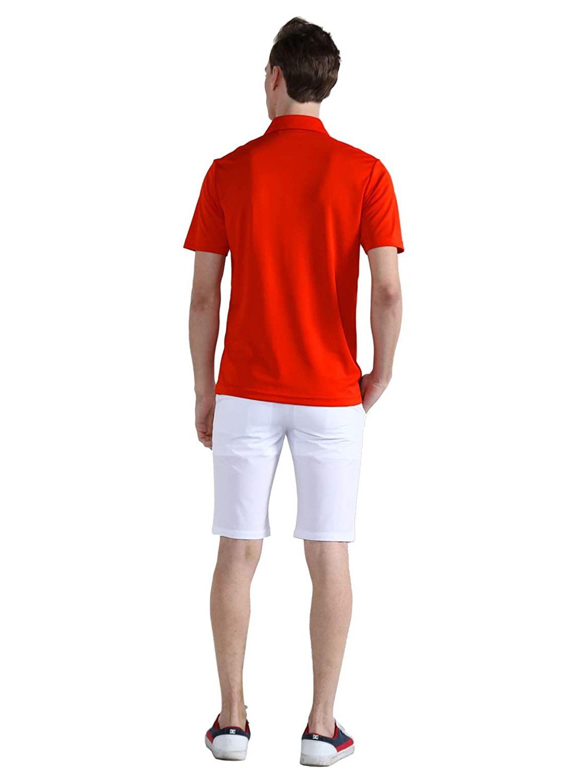 DEBAIJIA Poloshirt DEBAIJIA Herren Orange Gemütlich Poloshirt Standard Leicht Kurzarm Fit Golf
