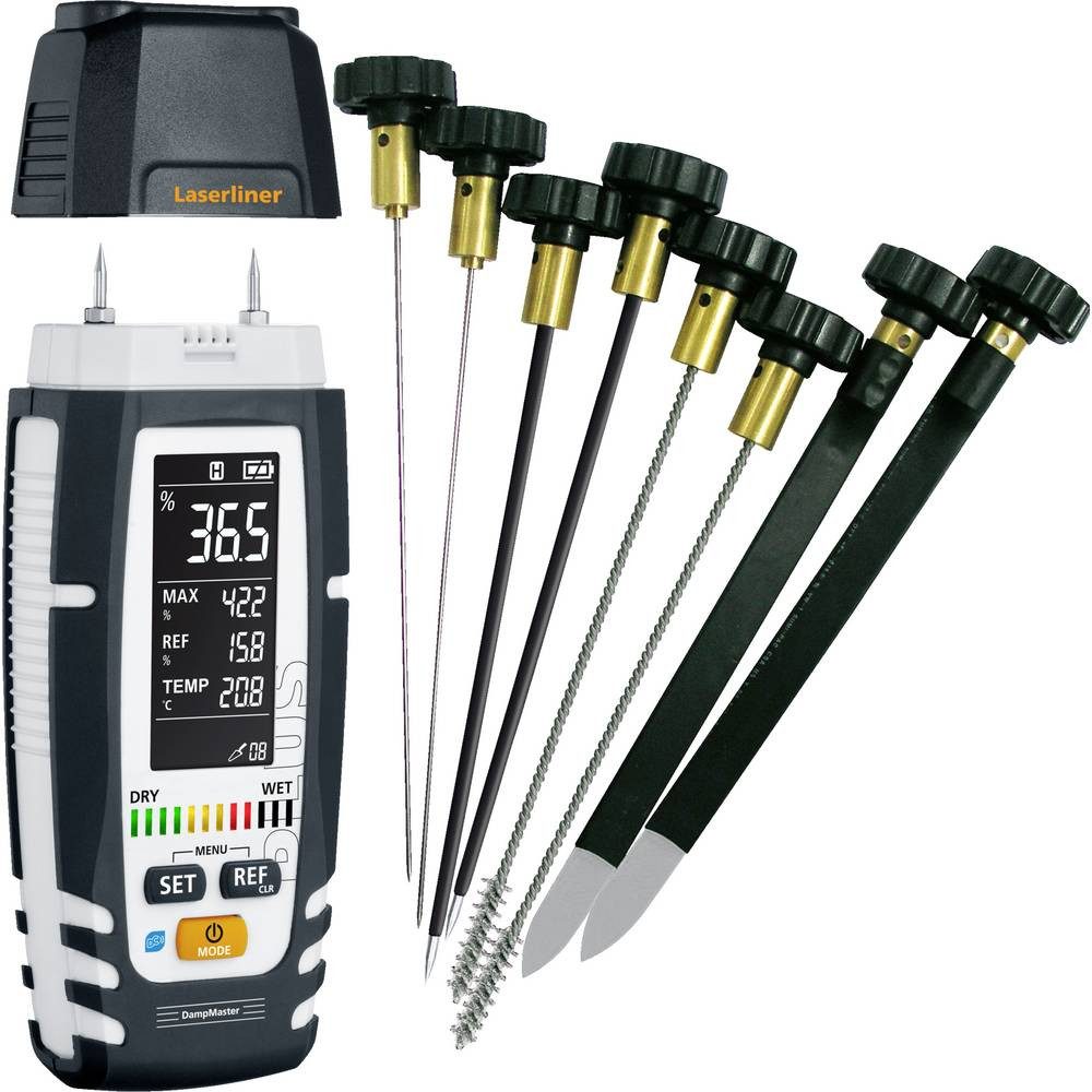 LASERLINER Feuchtigkeitsmesser DampMaster Allround Set Materialfeuchtemessgerät 082.327A