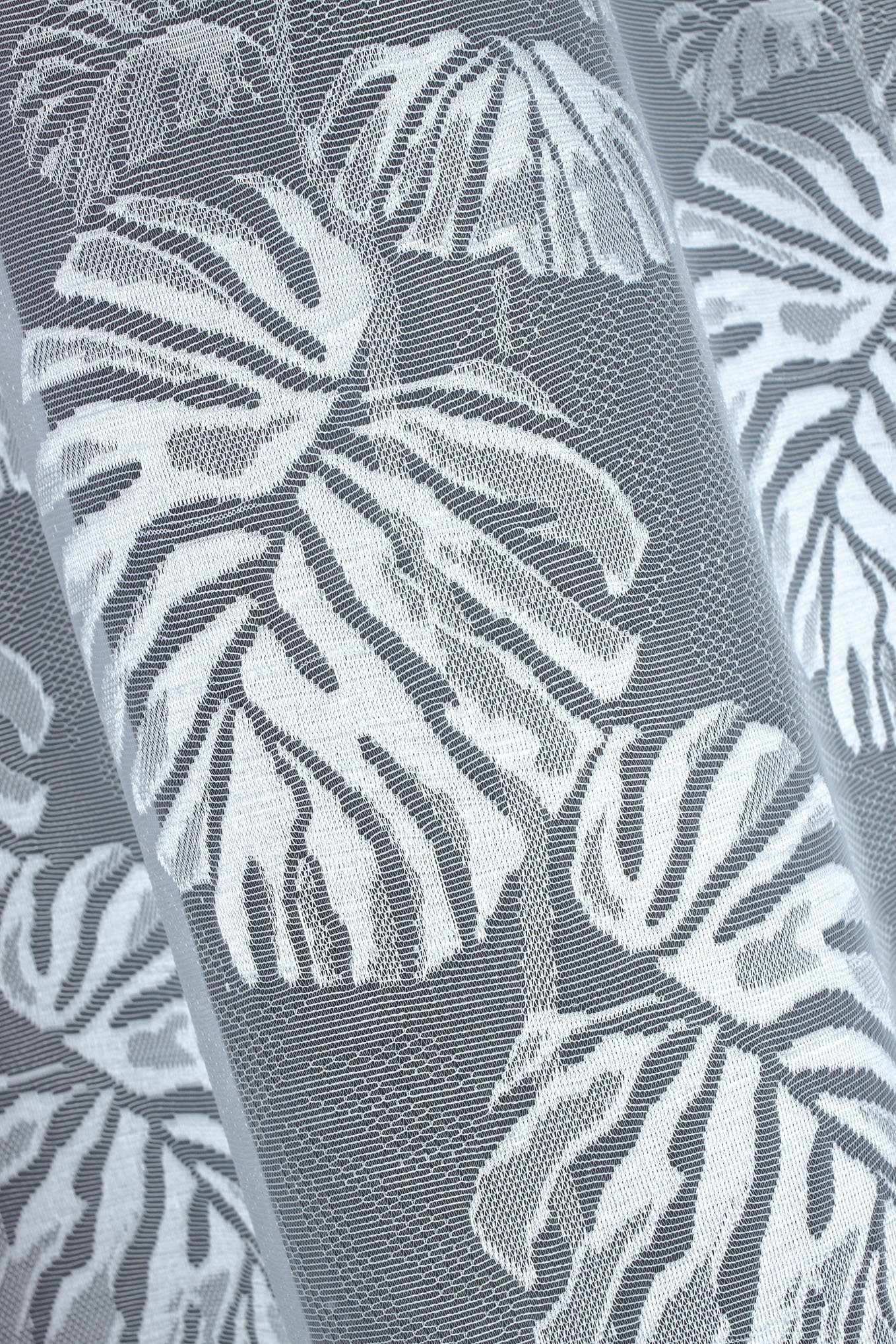 QBTEXTIL Gardine MONSTERA, Jacquard - Stoff, Weiß, Blickdicht, Kräuselband günstig online kaufen