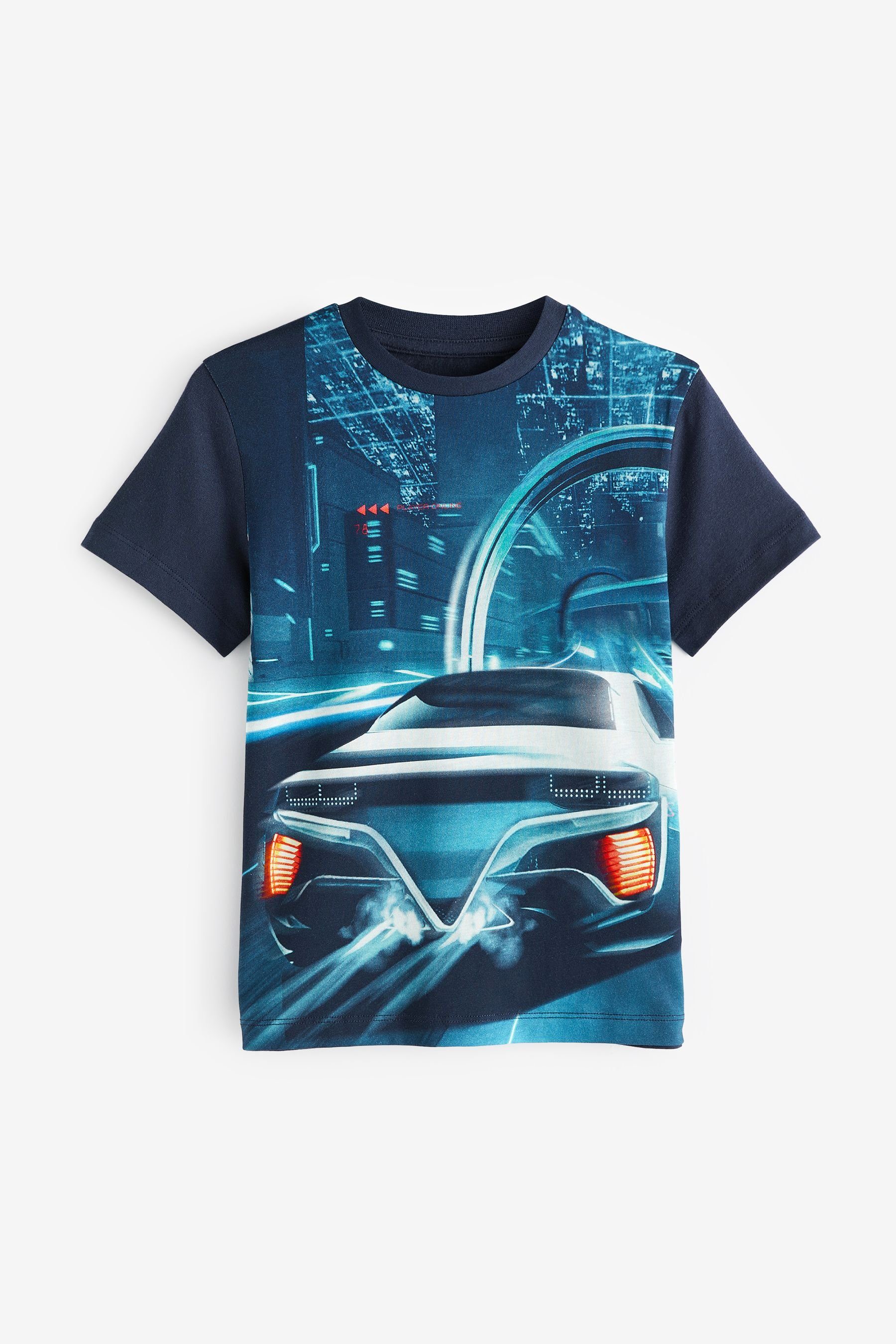 Kurzärmeliges Car Sports Print (1-tlg) T-Shirt Next durchgehendem T-Shirt mit