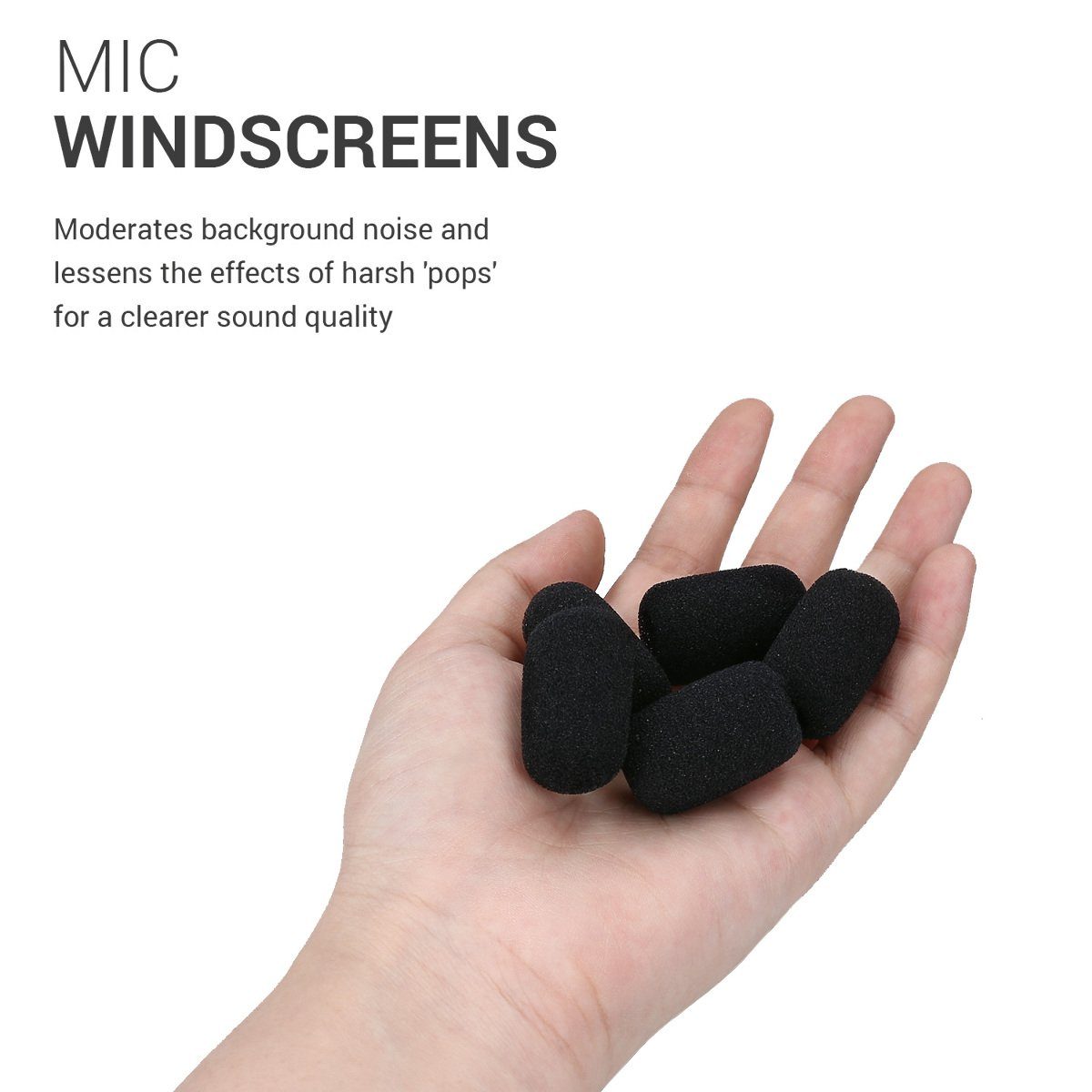 kwmobile Mikrofon Windschutz Set (5-tlg), 5 x Headset Mikro Schutz 2x3,2x1 cm aus Schaumstoff