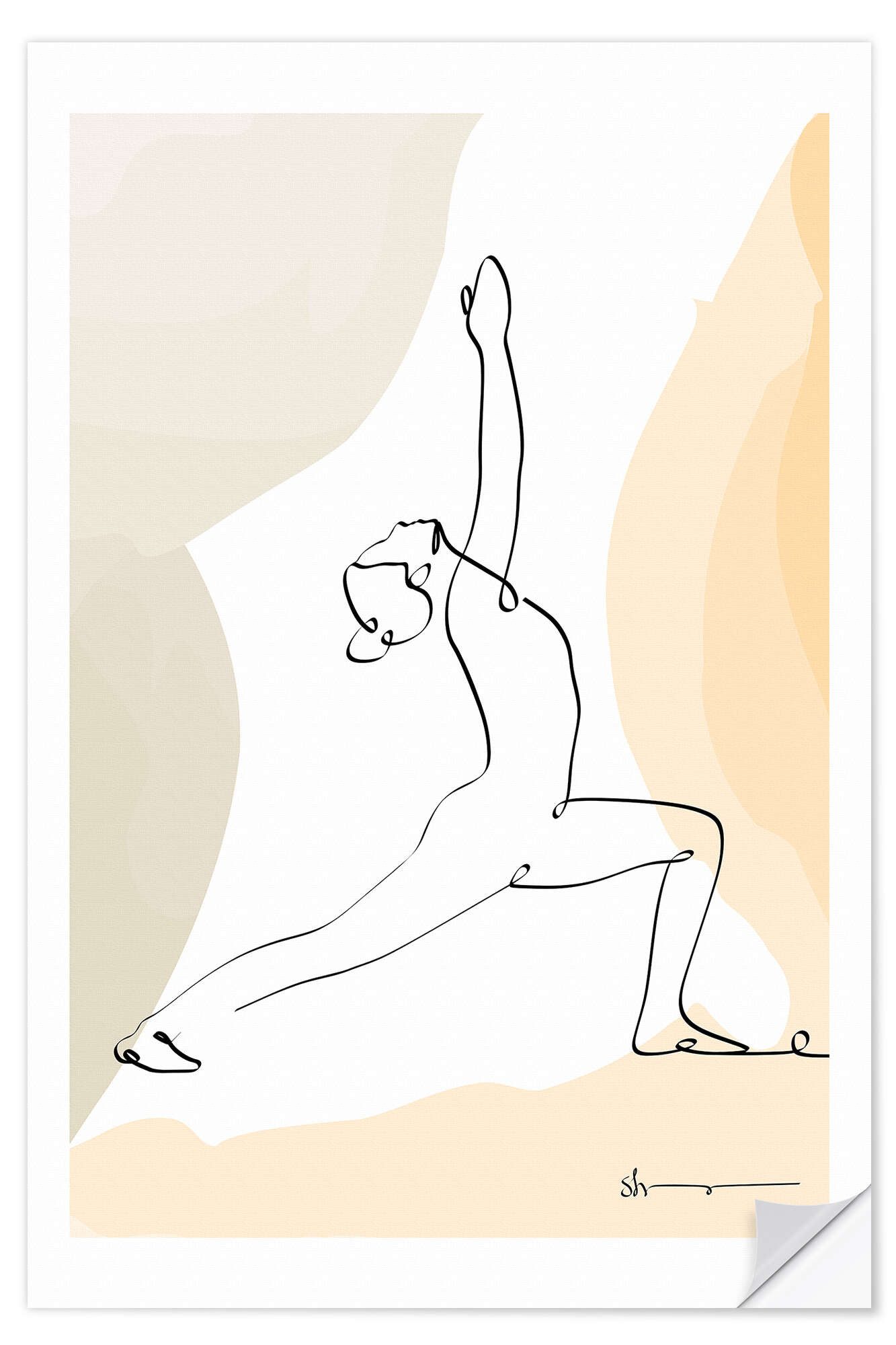 Posterlounge Wandfolie Yoga In Art, Krieger Pose I (Virabhadrasana), Fitnessraum Minimalistisch Grafikdesign