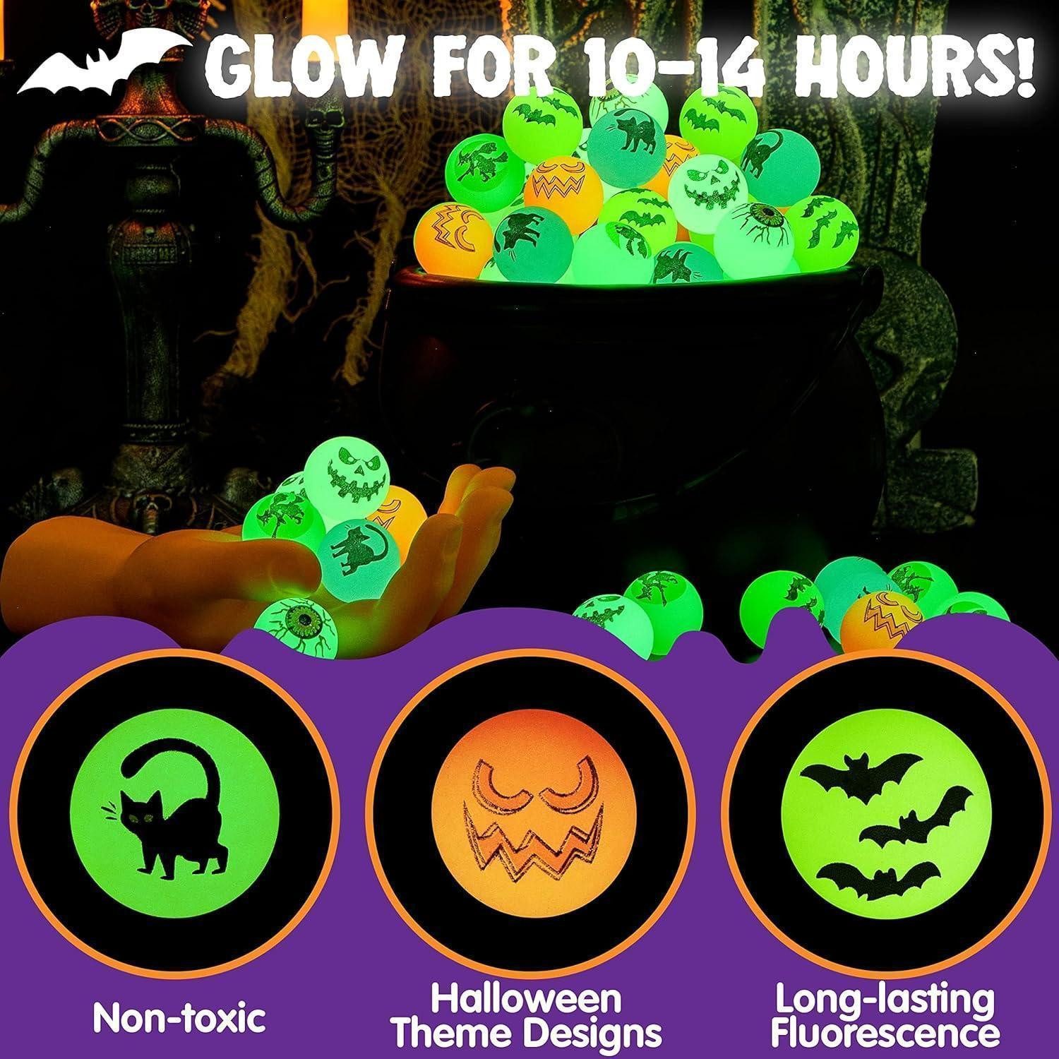 LuxusKollektion Flummi 72 Stück Halloween Flummi im Dunkeln leuchtend 32mm Gummiball Hüpfball