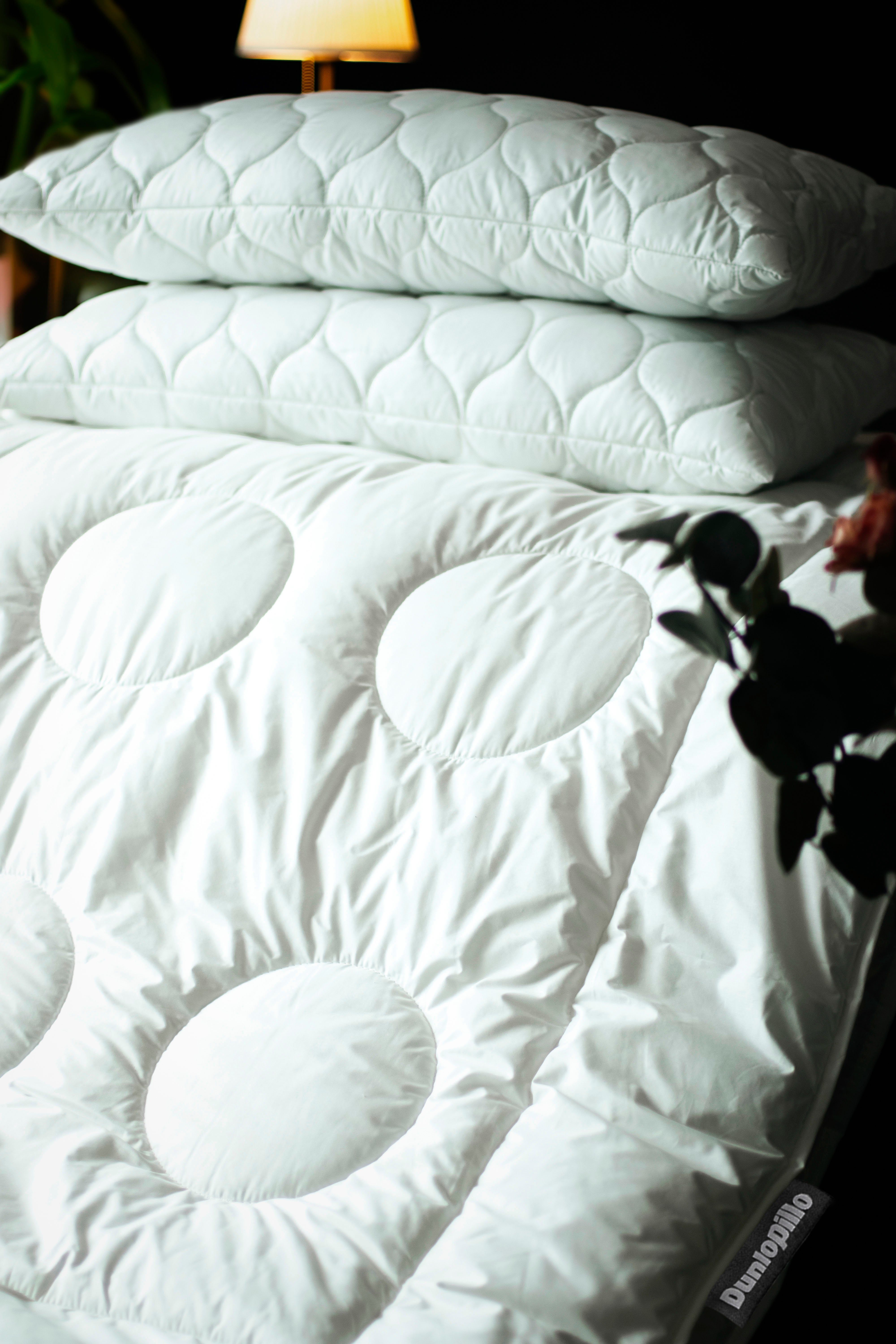 Dunlopillo Baumwollkissen Fusion 40x80 oder 80x80 cm, luftdurchlässig, Climate-Control-Bezug, Füllung: Polyester, Bezug: 100% Baumwolle, Bauchschläfer, Rückenschläfer, Seitenschläfer, Dunlofill® Helix-Micro-Faser, allergikerfreundlich, hohe Qualität