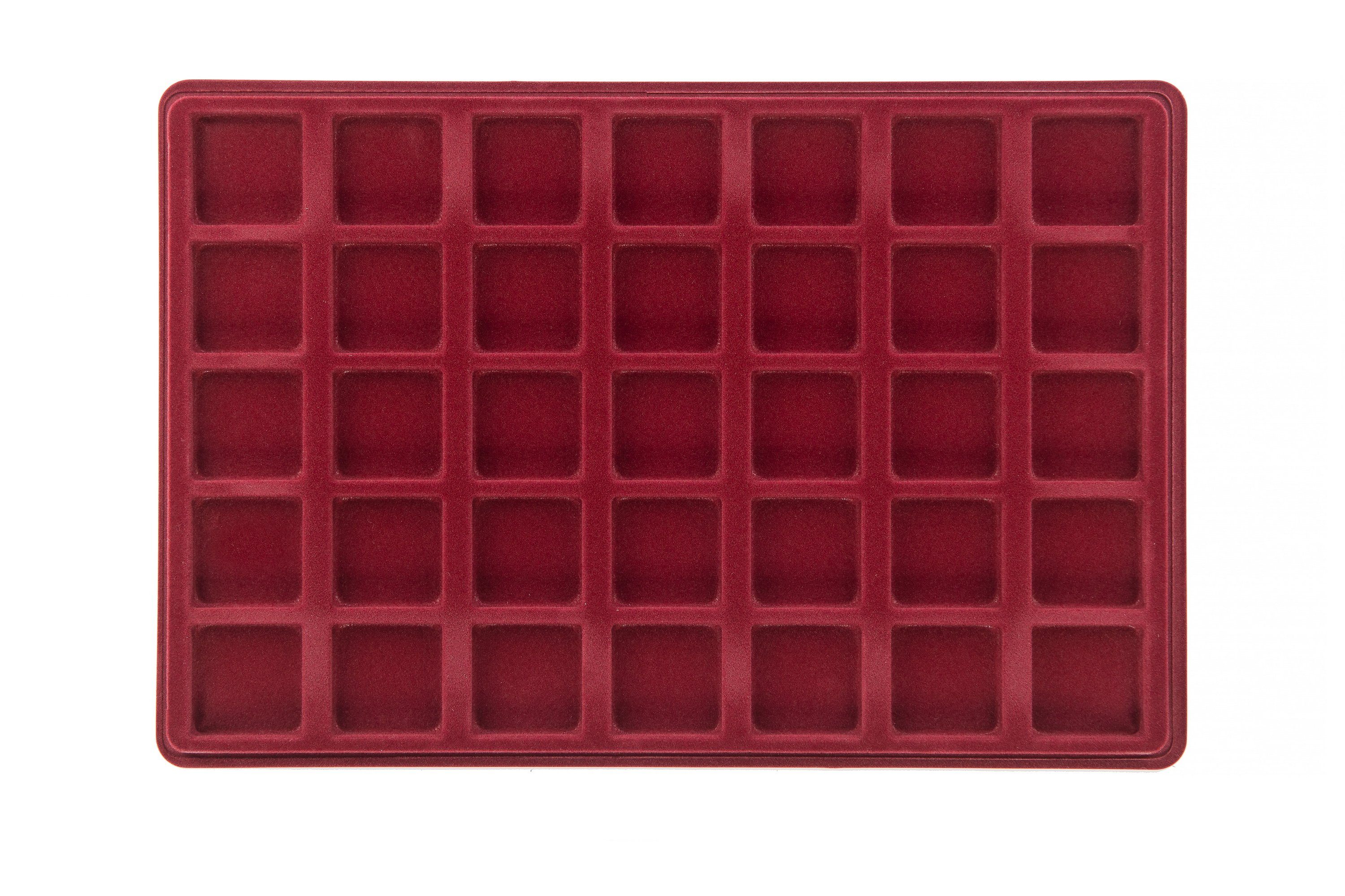 MC.Sammler Aufbewahrungsbox MC.Sammler Münztableau mit Schutzdeckel, Münzkoffer, Münzkassette, 35 Fächer - 36x36mm