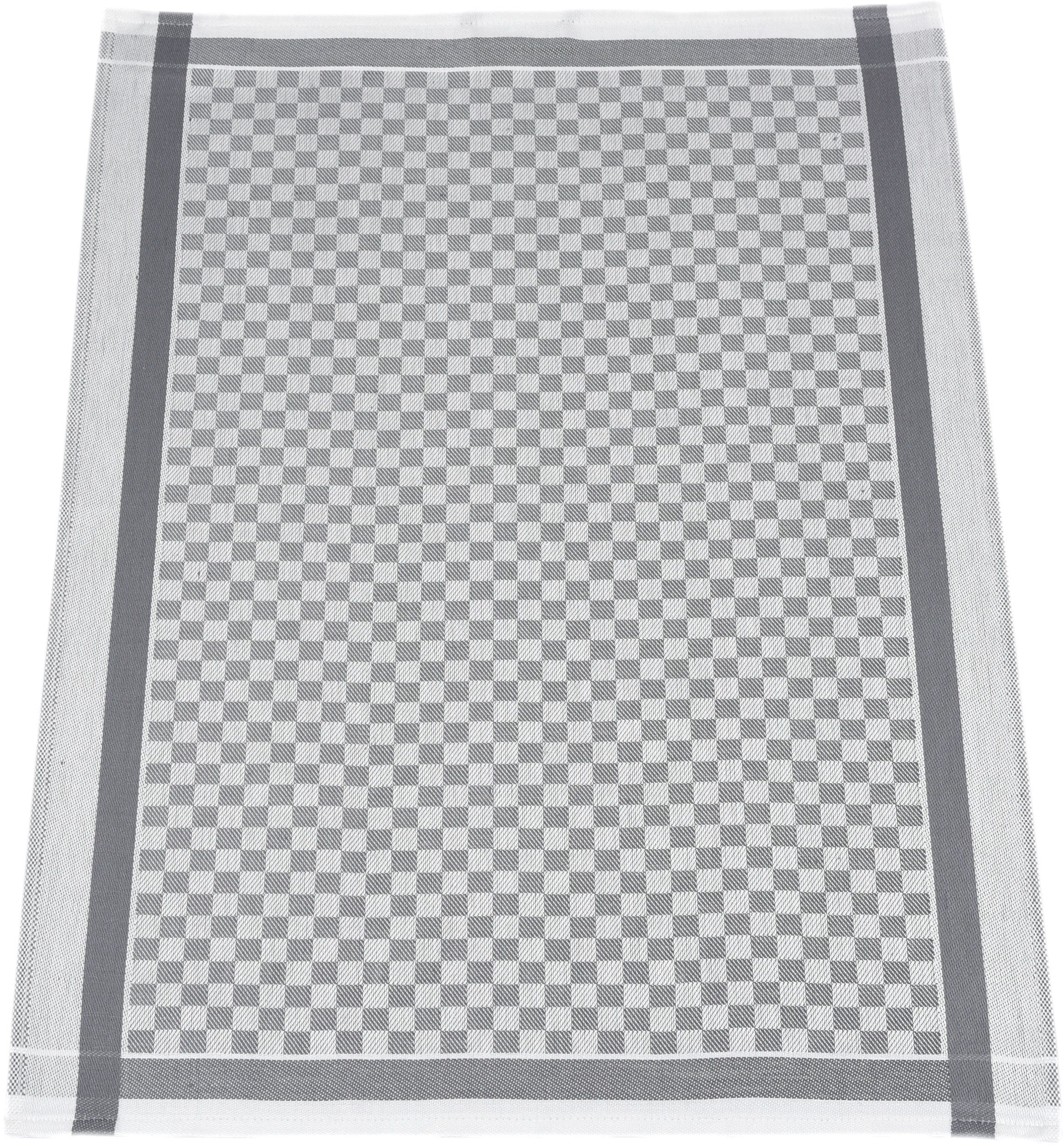 ROSS Geschirrtuch 3-tlg), Geschirrtücher (Streifen) Exclusiv, (Karodesign) 2 silberfarben 1x Küchen-Frottiertuch (Set, und