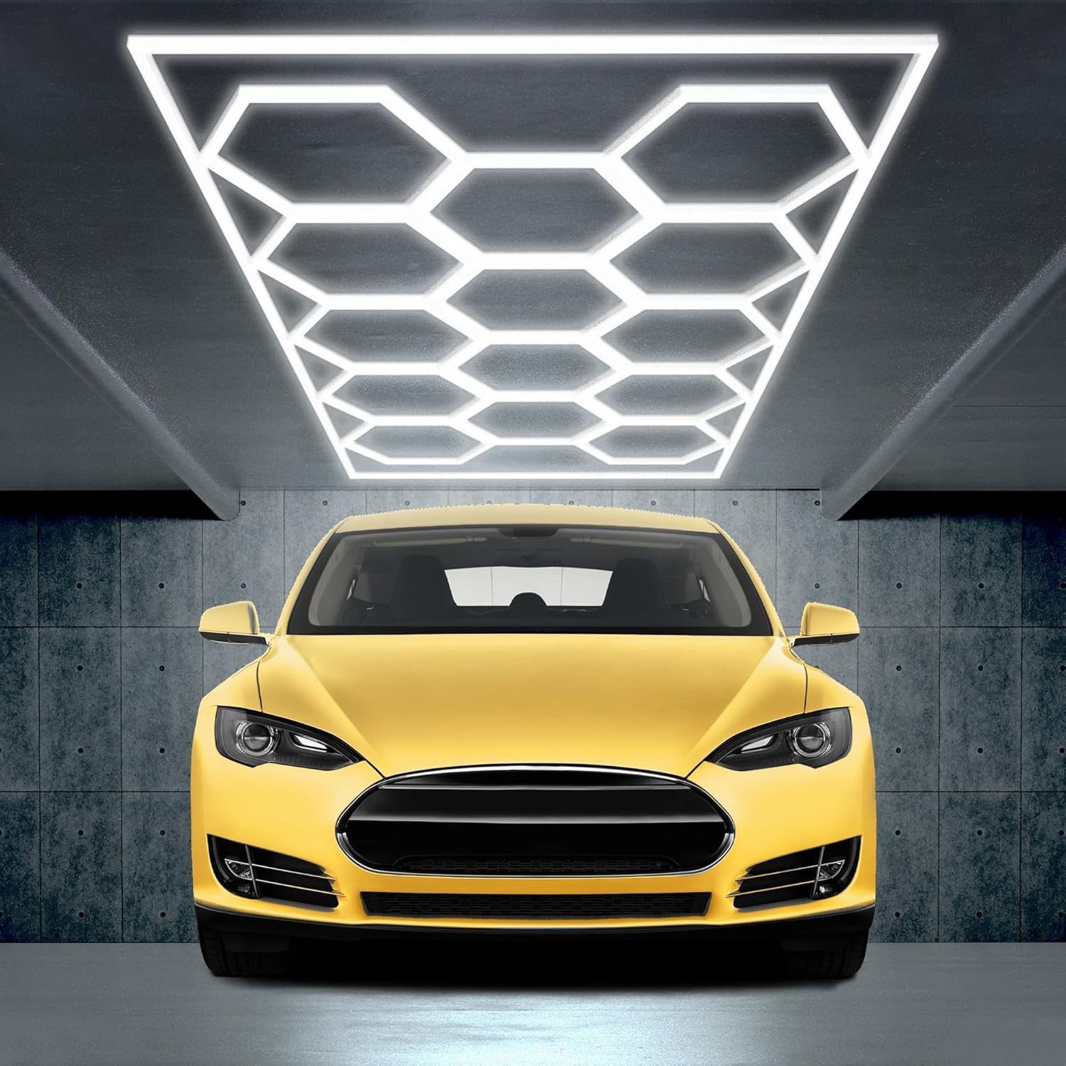 oyajia LED Dekolicht 14 Packs Hexagon mit Rand, LED Deckenleuchte Garage Light 680W 72800lm, ‎Kaltweiß, DIY LED Dekolicht für Garage, Studio, Parkplatz, Auto-Detailing-Shop