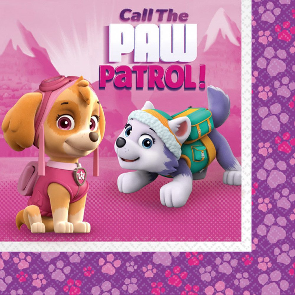Amscan Papierserviette 'Pink Paw Patrol', Servietten 20Stk./33x33cm