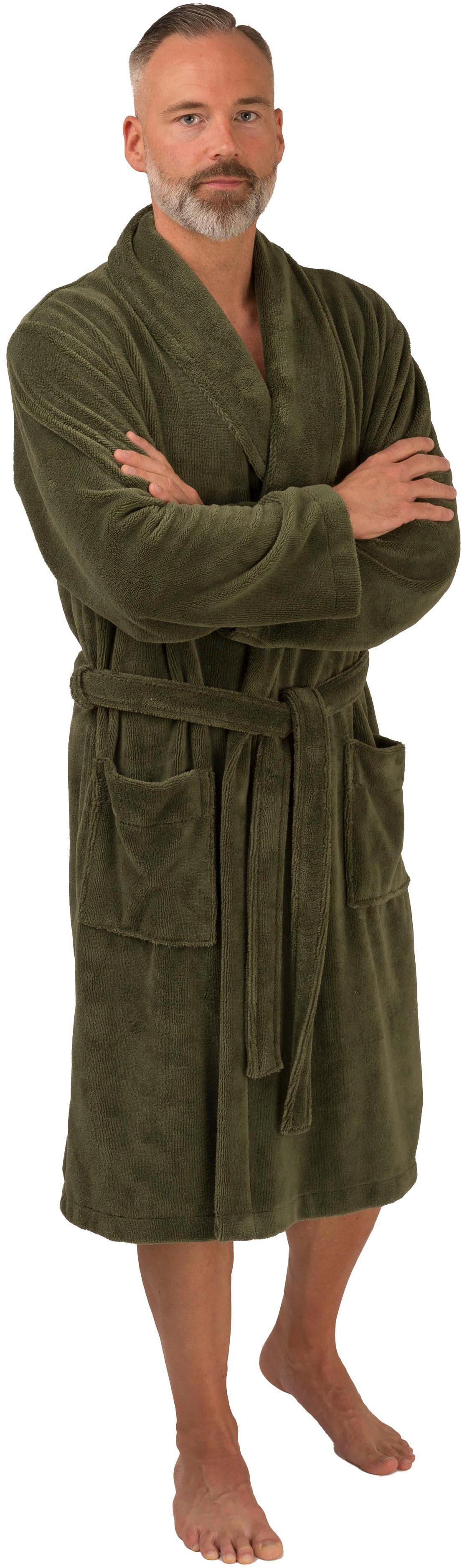 Wewo fashion Herrenbademantel 1105, Langform, Velours, Schalkragen, Gürtel, kuschelig leicht