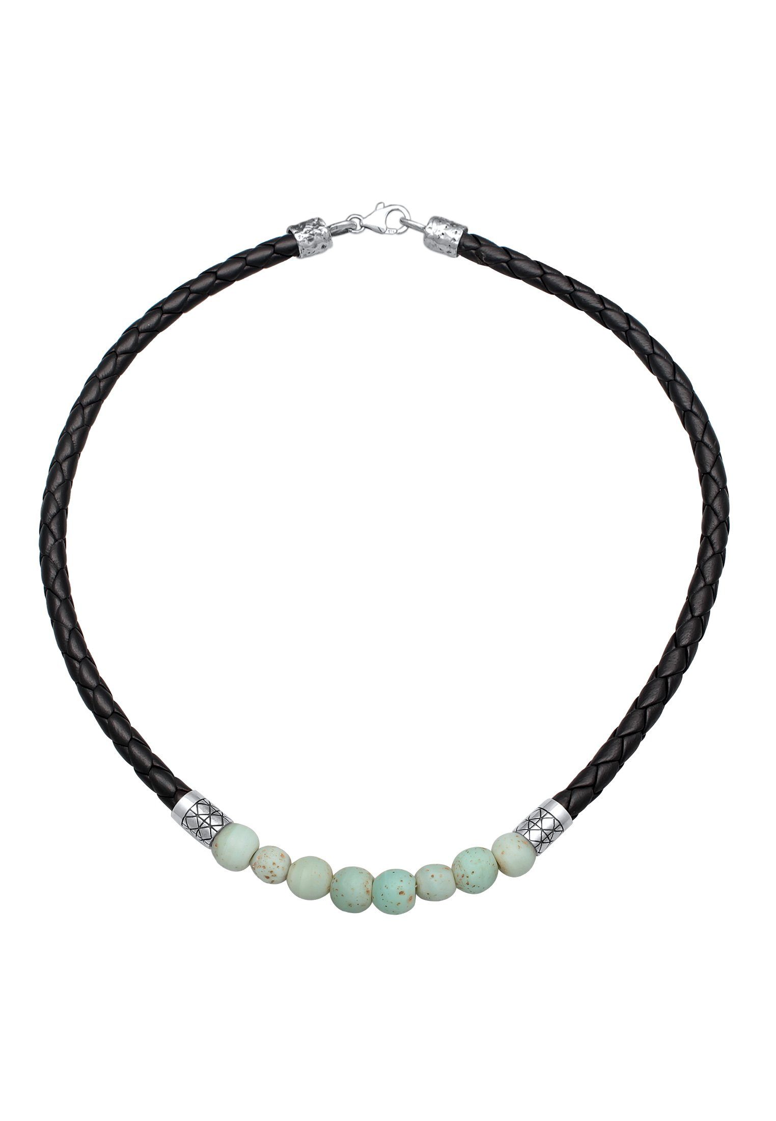 Kuzzoi Lederband Lederkette Glas Silber Beads 925