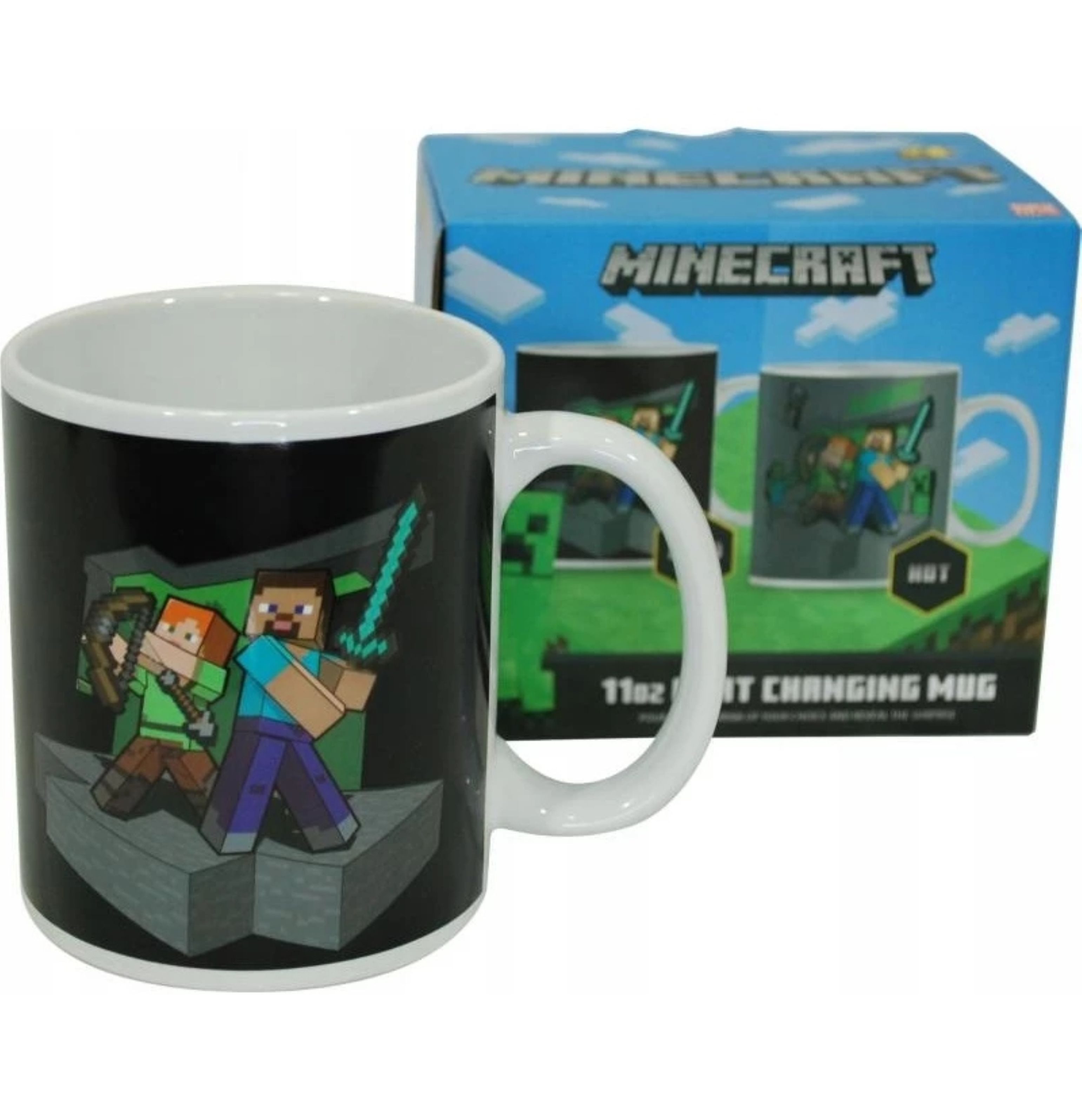 Minecraft Tasse Minecraft Thermoeffekt-Tasse – Farbwechsel durch Wärme, lizenziert