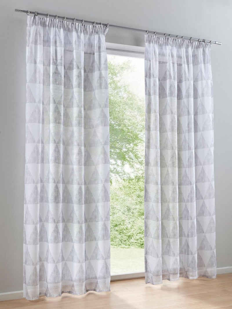 Gardine HxB 245 x 140 cm, heine home, Kräuselband (2 St), halbtransparent, Polyester, Vorhang Dekostore mit Digital-Druck