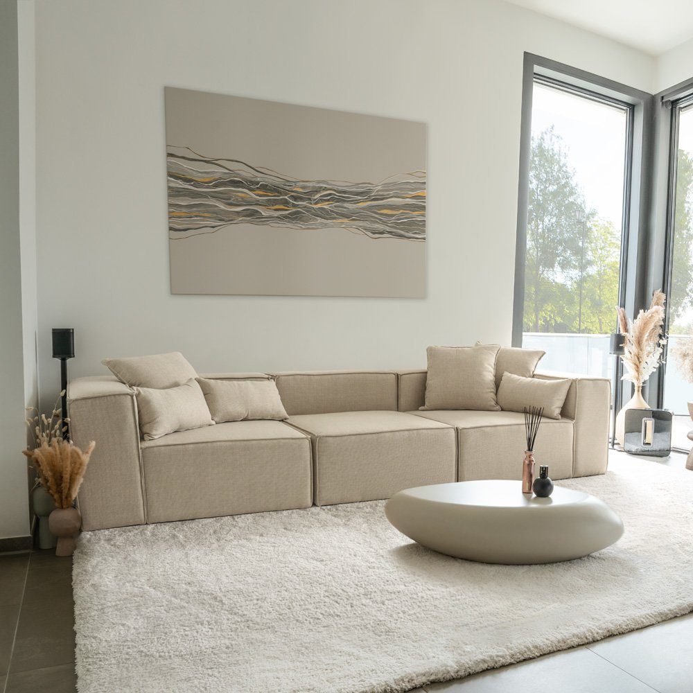 HOME DELUXE Sofa Modulares Sofa VERONA M, 327 x 68 x 119 cm 4 Teile, Ecksofa Wohnlandschaft Modulsofa Beige | Beige | Alle Sofas