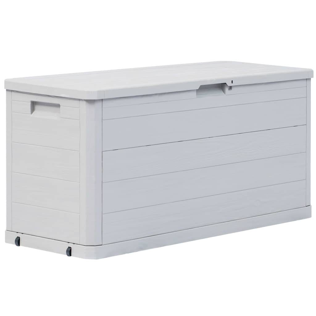 furnicato Gartenbox Kunststoff in Holz-Optik Hellgrau 117 x 45 x 56 cm (1 St), Witterungsbeständige Kissenbox mit 280L Stauraum und abschließbar