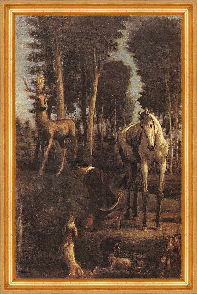 Kunstdruck Der heilige Hubertus Hans von Marees Wald Jäger Jagd Sankt ...