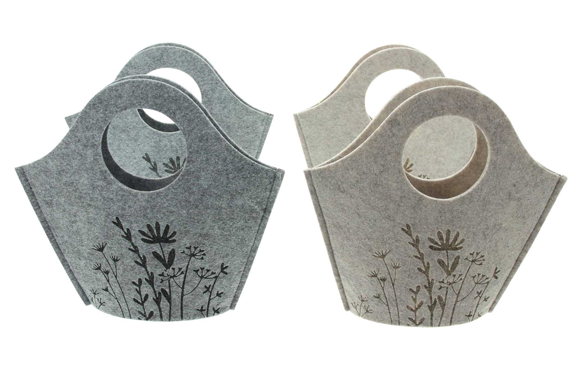 Dekoleidenschaft Geschenkbox "Blumenwiese" Filztasche beige & grau, Filz Osterkörbchen, Filzbeutel (4 St., im Set), aus recyceltem PET