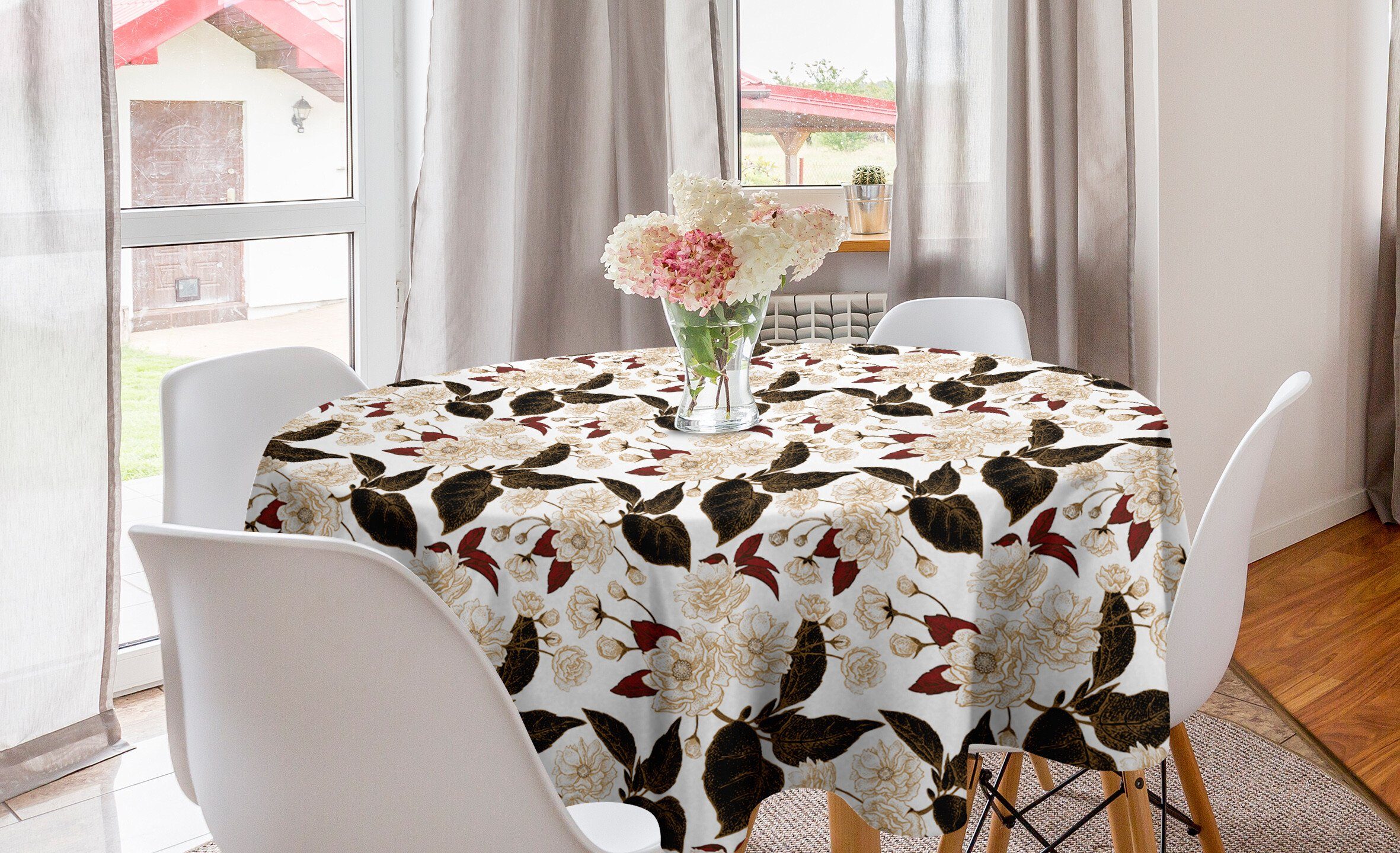 Abakuhaus Tischdecke Kreis Tischdecke Abdeckung für Esszimmer Küche Dekoration, Blumen Chinese Plum Muster