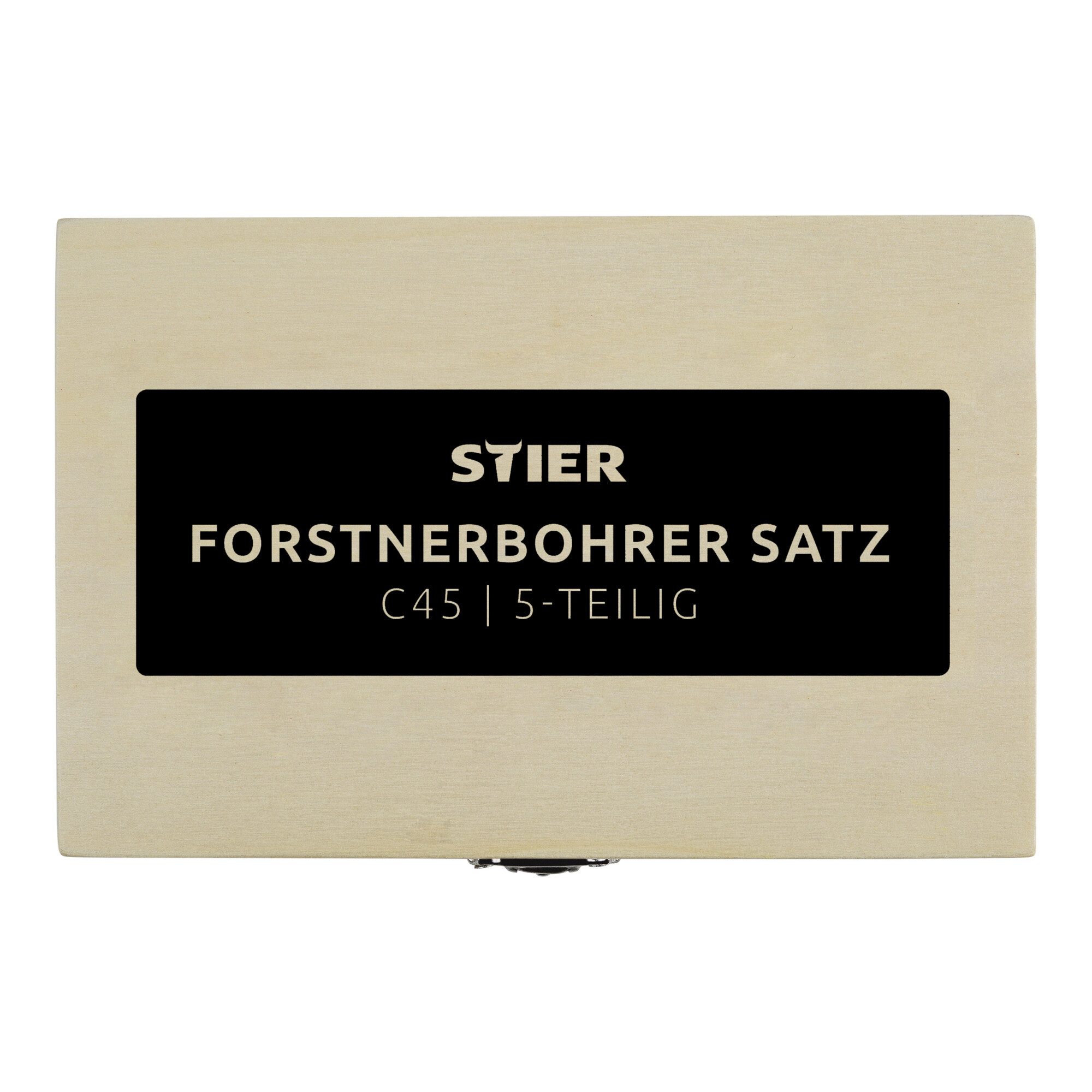 Stier Holzbohrer STIER Forstnerbohrer Set in Holz-Kasette 5-teilig (15 20 25 30 35 mm)