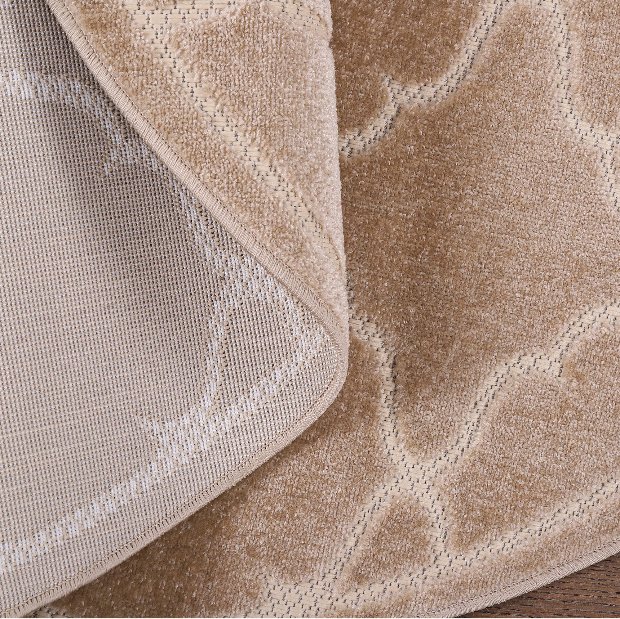 Teppich Berlin, pflegeleicht Outdoor -und rund, geeignet, Höhe: Sanat, und In 6 mm, robust beige