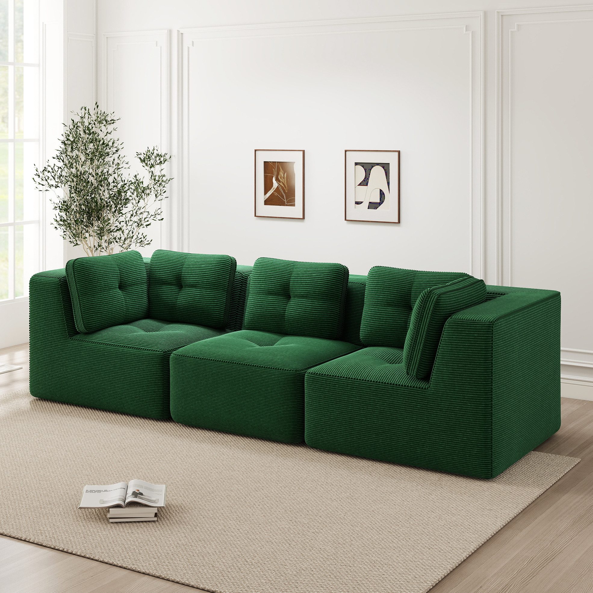 MODFU Loungesofa Rahmenloses Cord-Cloud-Sofa, mit 32D-Hochdichteschaum, tiefem Sitzkomfort und rutschfester Basis für modernen Wohnkomfort 1 Teile
