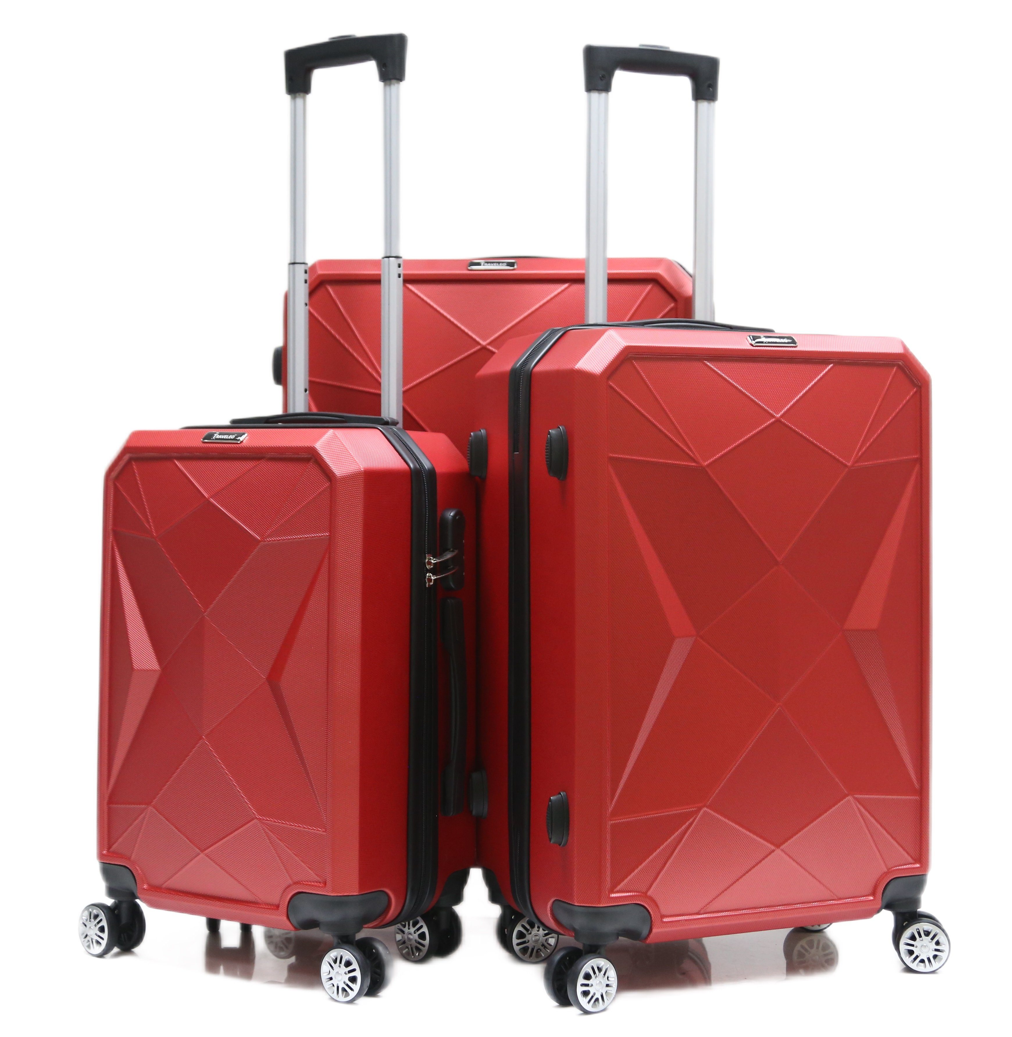 3-teilig Hartschale Rollen, Reisekoffer Cheffinger Koffer Trolley ABS-03 Kofferset, tlg) (3 4 Set Kofferset Rot