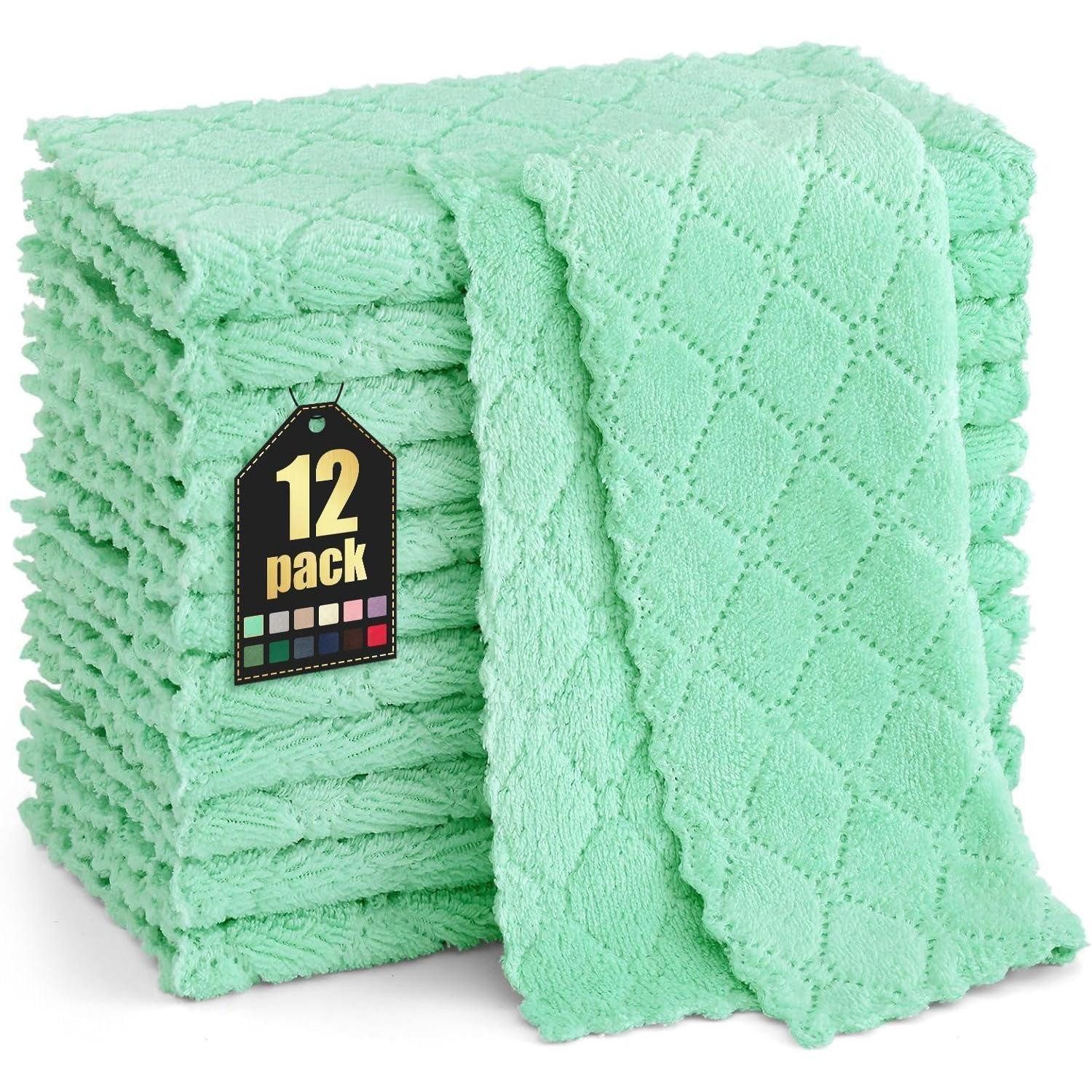 LuxusKollektion 12er-Packung Mikrofasertücher 25x25 cm Grün waschbar fusselfrei Mikrofasertuch (Textil, 25x25 cm, 12-tlg)