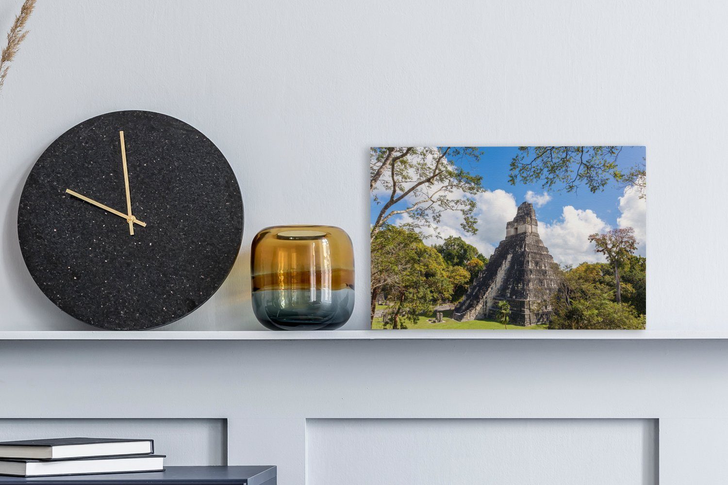 in Wandbild OneMillionCanvasses® Leinwandbilder, Tikal-Tempel 30x20 cm Aufhängefertig, St), der I Maya-Stadt Wanddeko, (1 Guatemala, Leinwandbild
