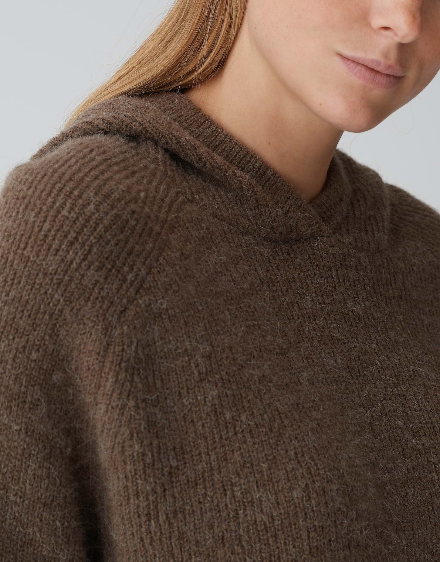 OPUS Kapuzenpullover Strick Hoodie POODY Loose mit Alpaka