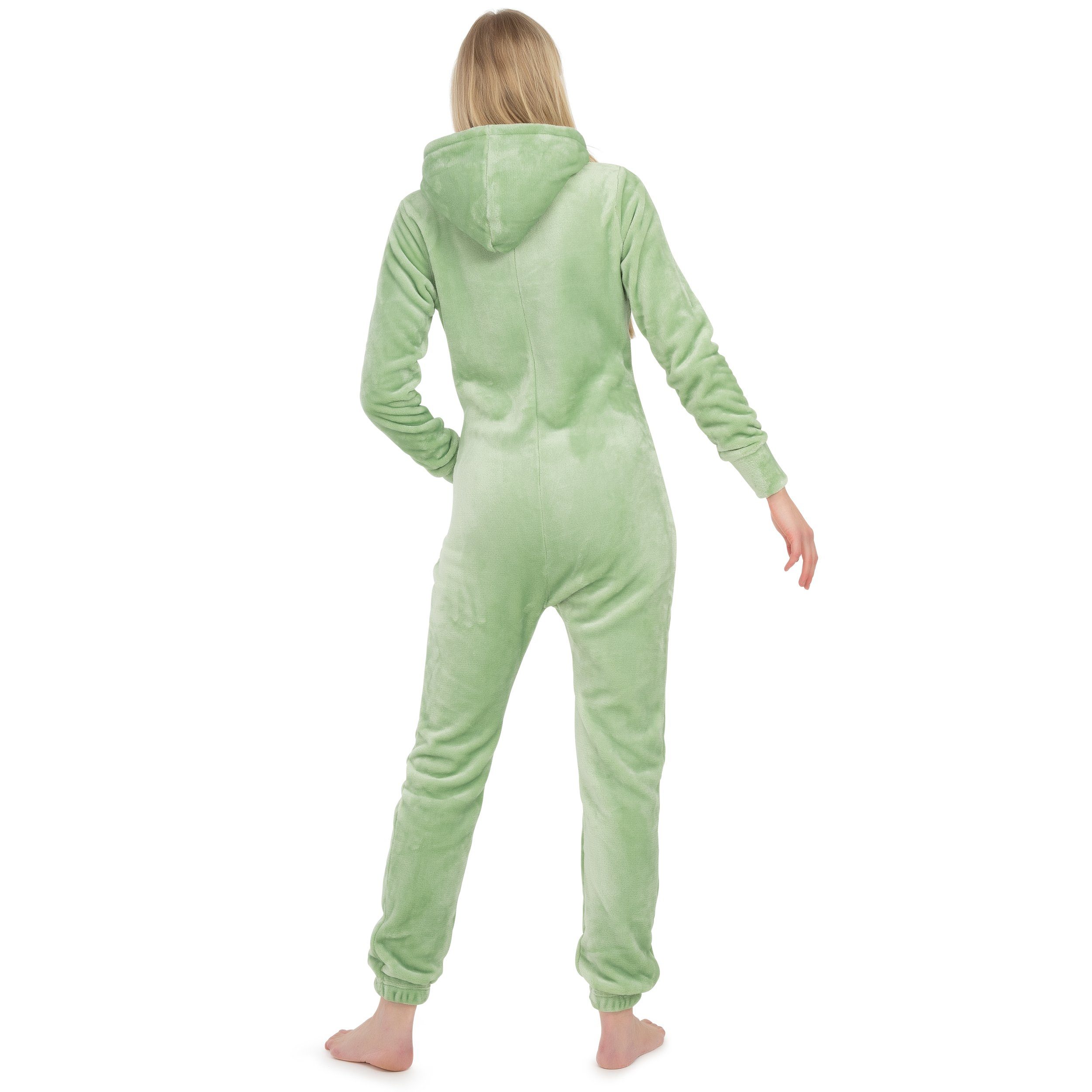 Basisstoff Jumpsuit Kitten Damen Jumpsuit Teddy Fleece Einteiler Overall