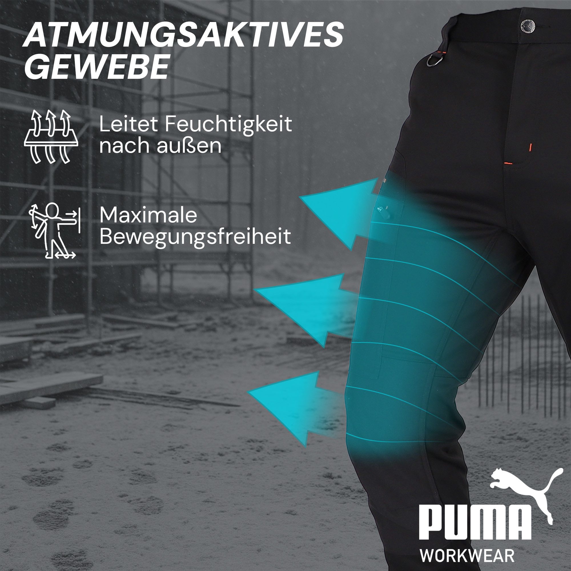 PUMA Workwear Arbeitshose ProOne Alpine gefütterte Hosen Herren - Outdoor Hosen für Herren Winddichte, Wasserabweisende & elastische Arbeitshose für den Winter – Bild 4 von 5