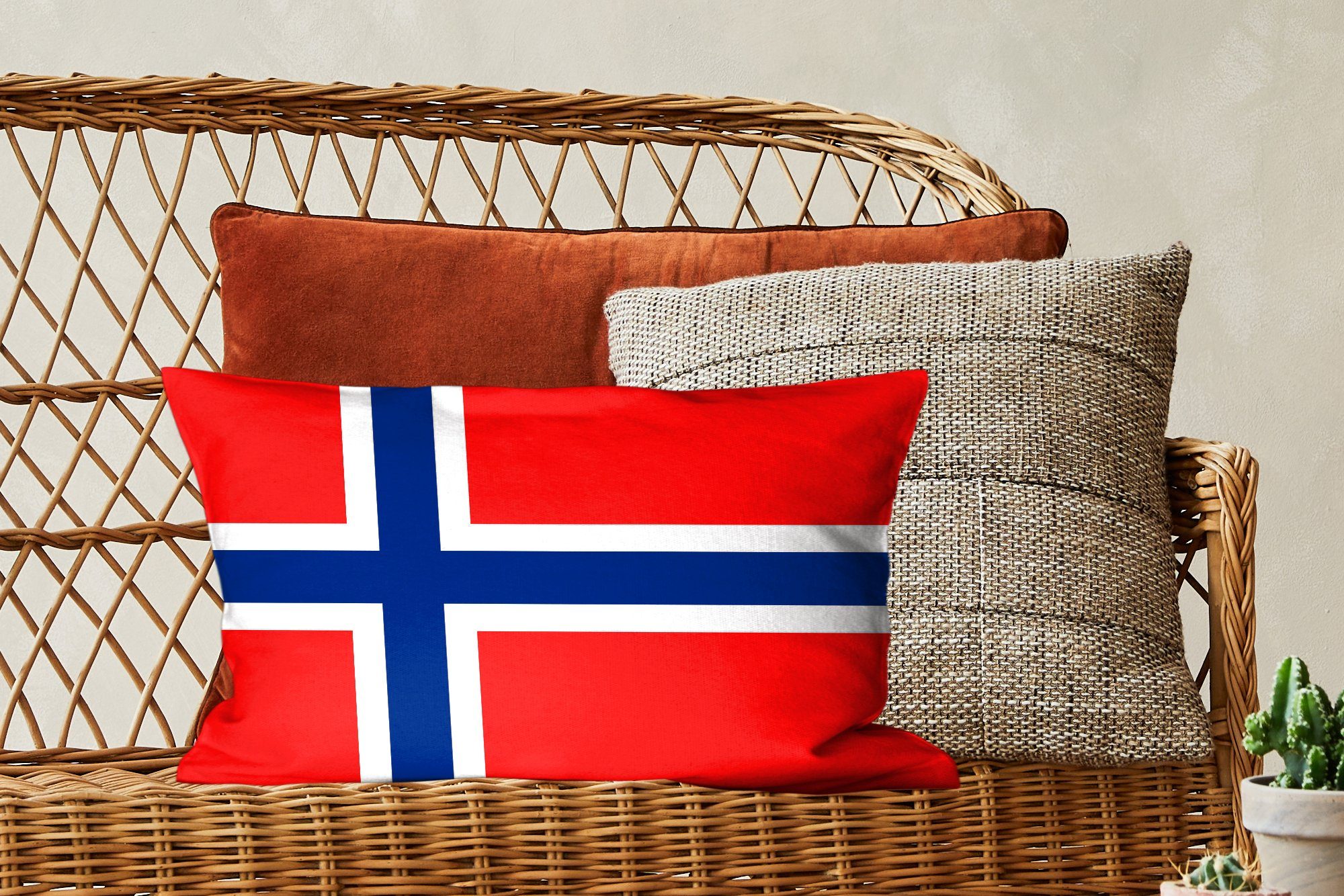Füllung, Wohzimmer Dekokissen Schlafzimmer Norwegen, der Flagge mit von Zierkissen, Bild Dekoration, MuchoWow Dekokissen