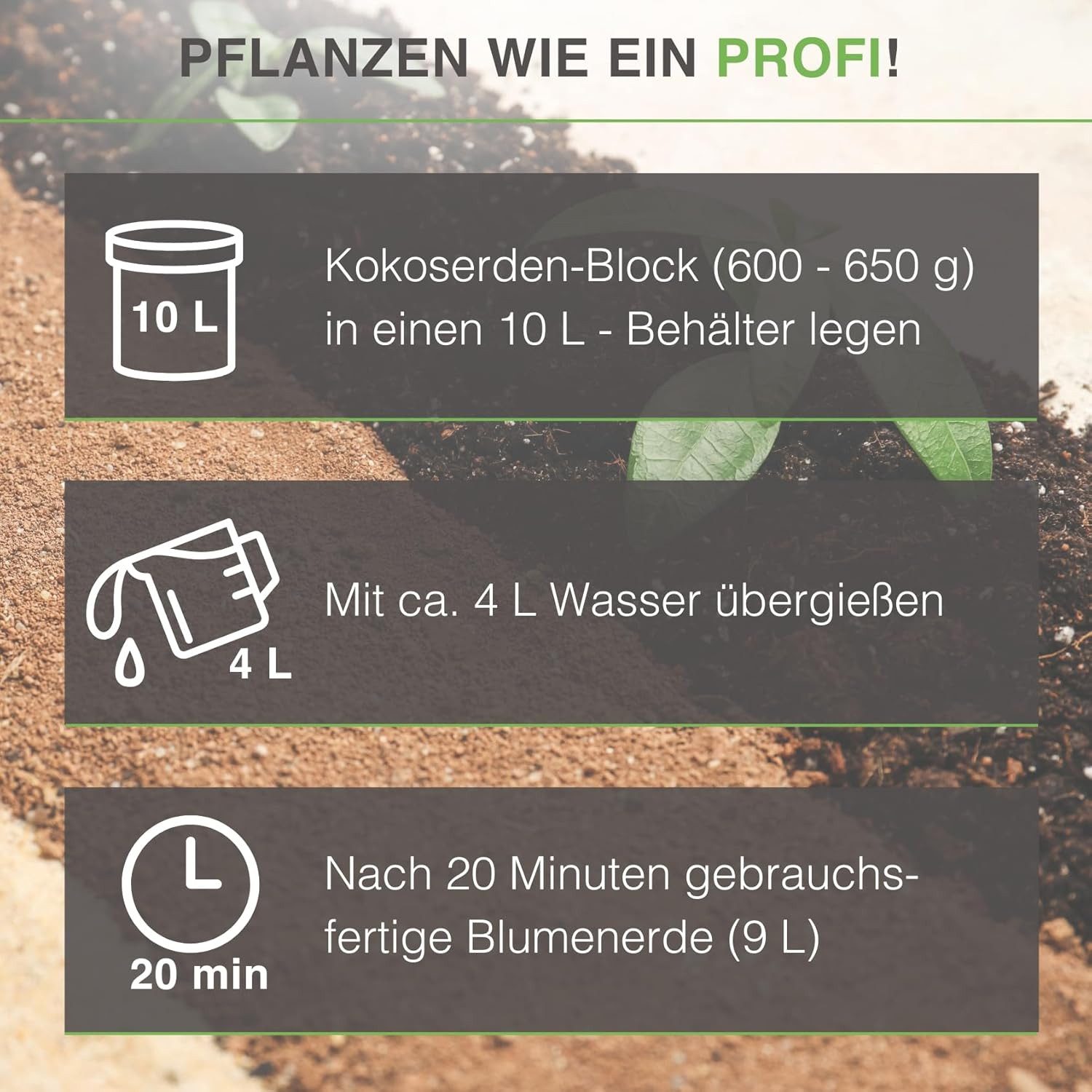 yayago Blumenerde yayago Kokoserde Humuserde gepresste Blumenerde Ziegel Terrarium, Gepresste Kokoserde für 9, 18, 54, 90, 108 oder 216 Liter Erde – Bild 5 von 5