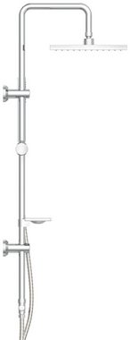 welltime Stangenbrause-Set Lina, Höhe 97 cm, Überkopfbrause mit Seifenablage,Überkopfbrauseset mit 20cm Durchmesser