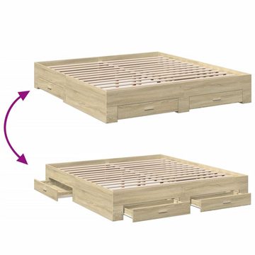 vidaXL Bett Bettgestell mit Schubladen Sonoma-Eiche 200x200cm Holzwerkstoff