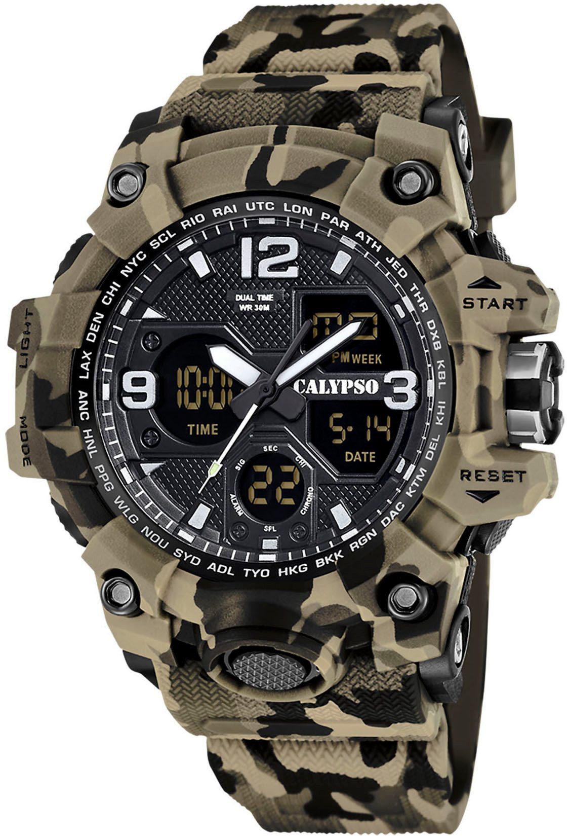 Calypso Quarzuhr Herrenuhr K5855-1 Beige Kunststoffband günstig online kaufen