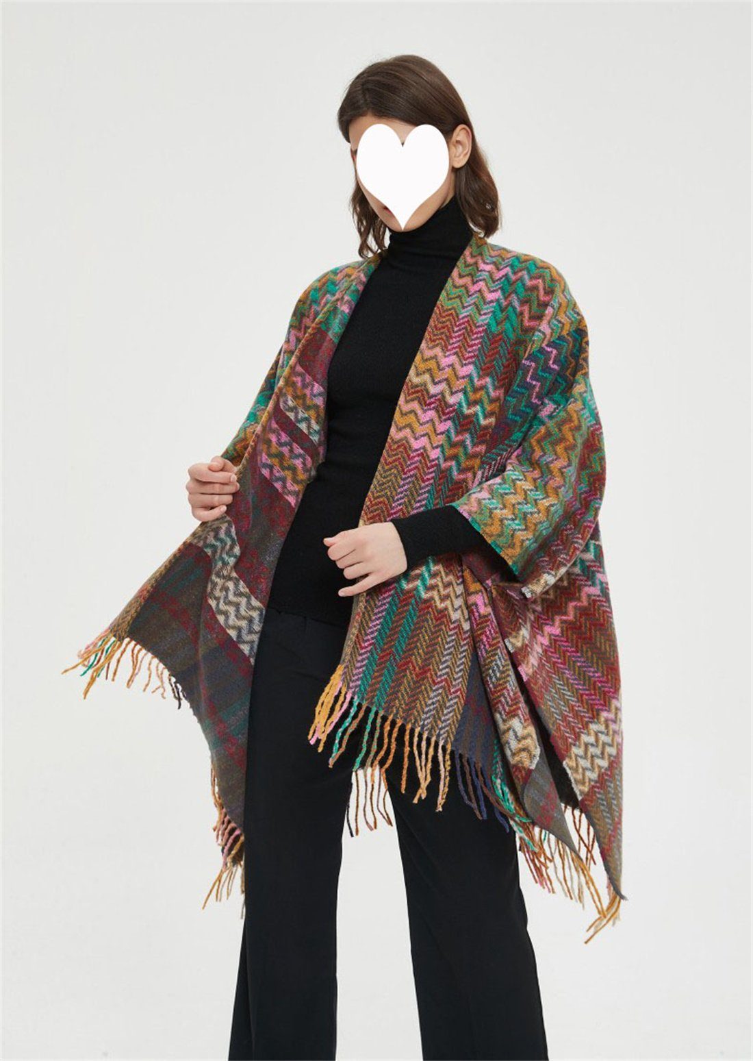 DÖRÖY Modeschal Damen Stil Retro Schal warmen Winter Quasten Umhang Schal, ethnischen