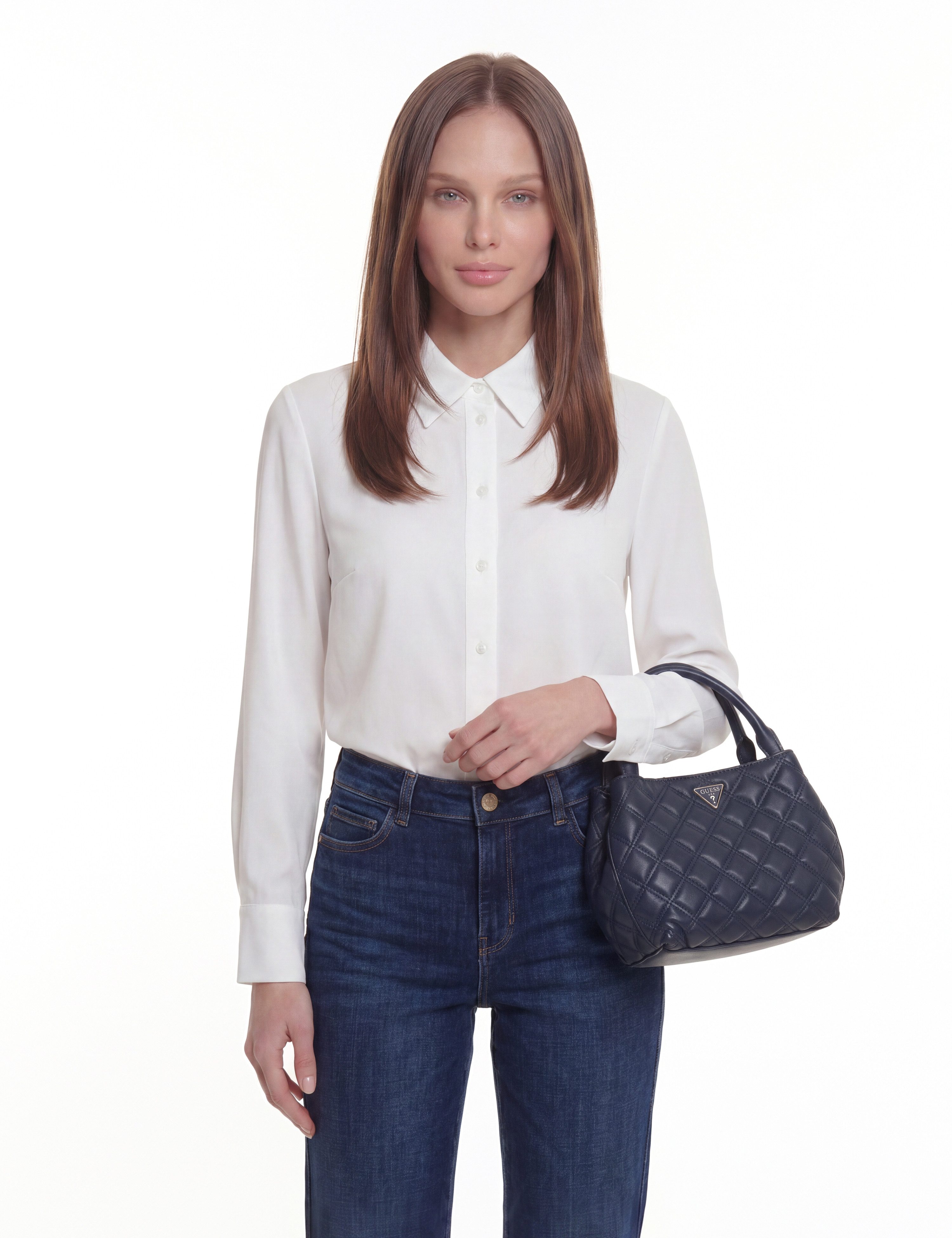 Guess Schultertasche JULIET MINI SATCHEL, Damen Henkeltasche, Umhängetasche mit edlem Dreieckslogo – Bild 2 von 5