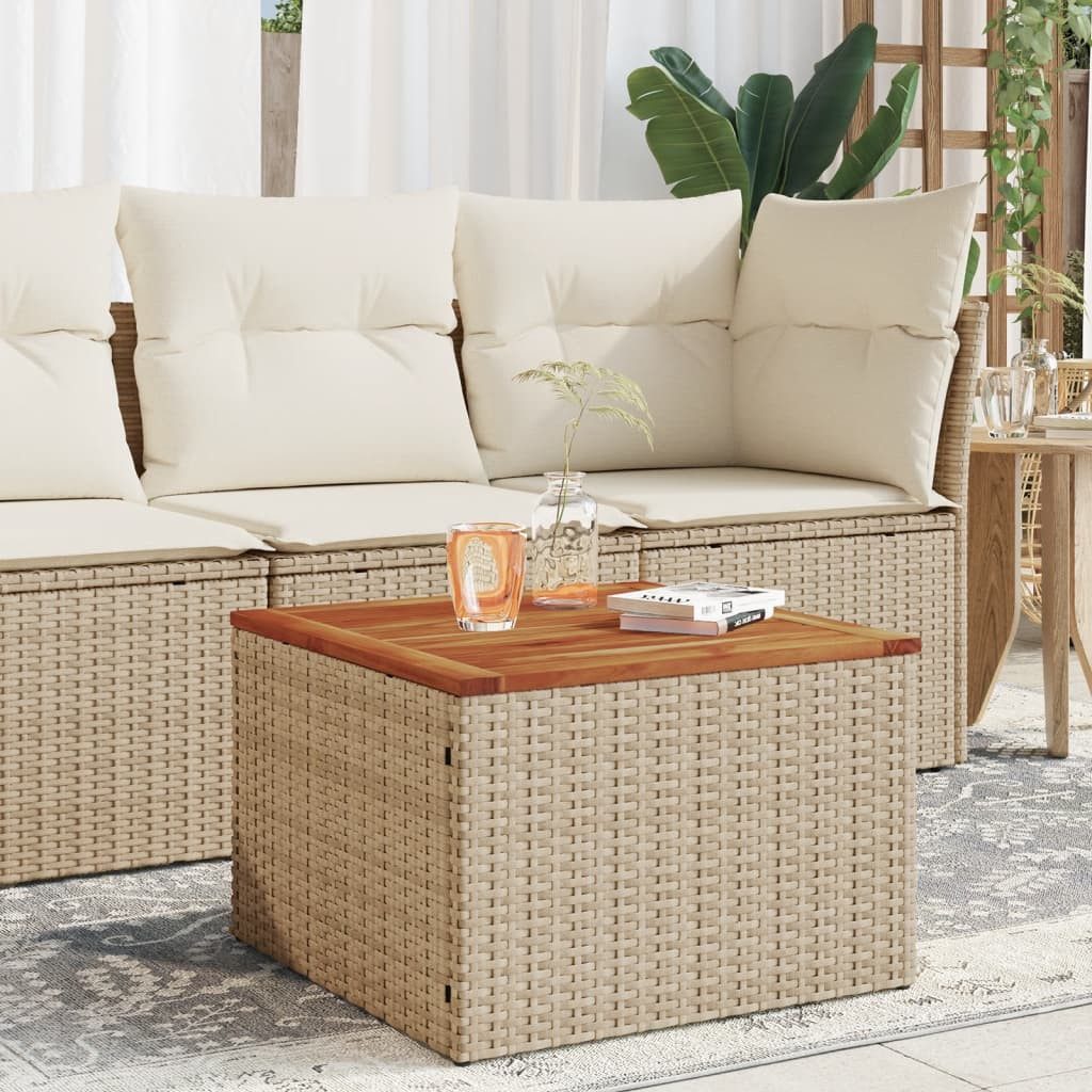 furnicato Gartentisch Echtholz 55 x 55 x 37 cm Beige-Braun (1-St), Witterungsbeständiger Outdoor-Tisch mit pflegeleichter Echtholzplatte