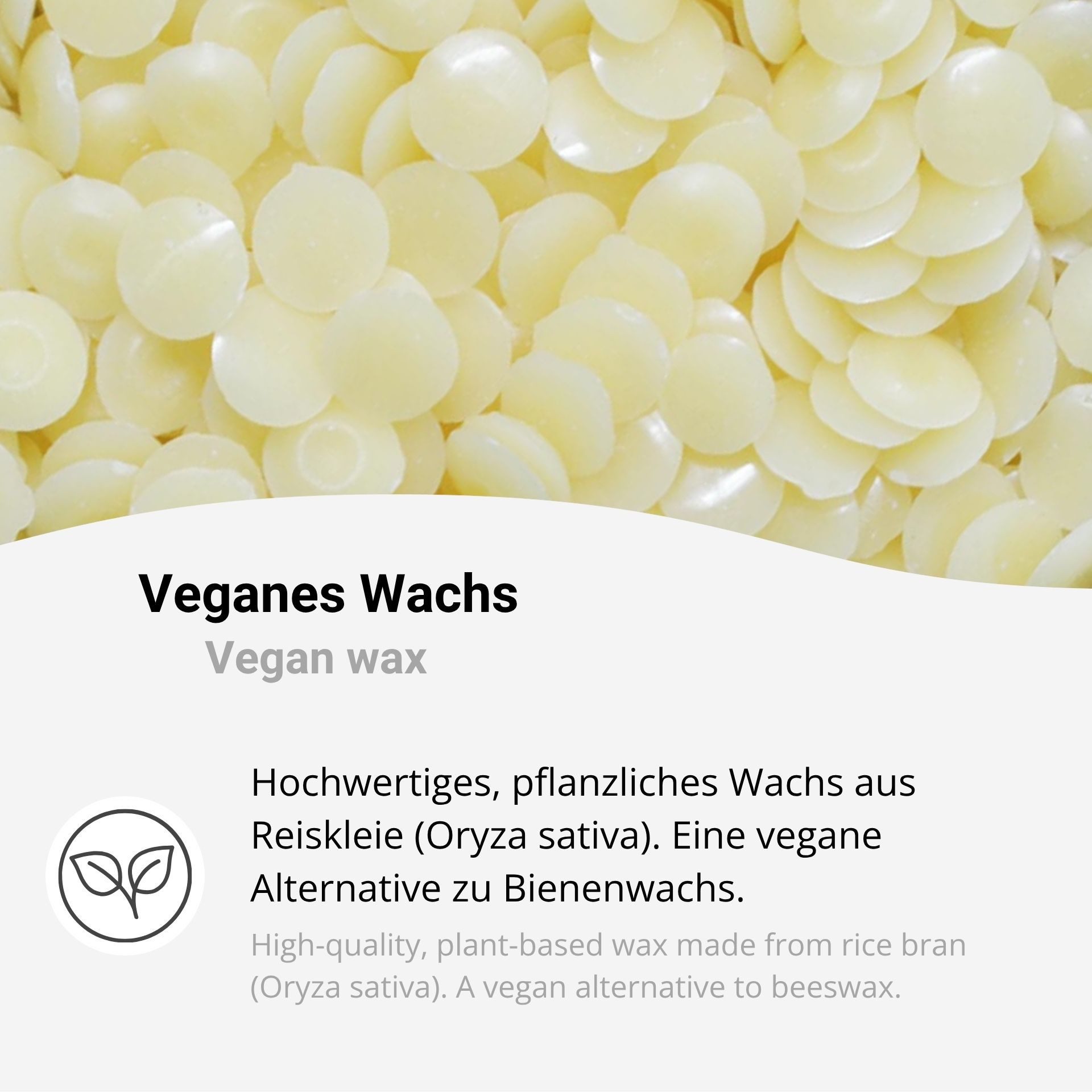 DistrEbution Kosmetik-Set Reiswachs (Reiskleiewachs) – Veganes Wachs für Naturkosmetik & DIY, Kosmetikrohstoff als Bienenwachs-Alternative für feste Pflege