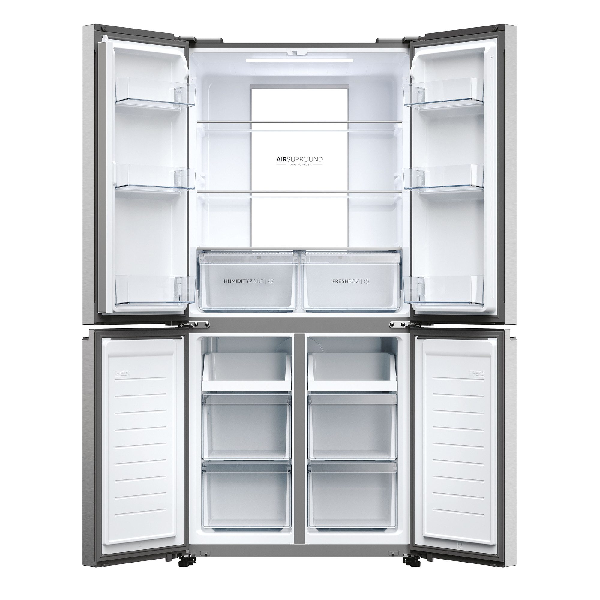 Haier Side-by-Side Edelstahlfront HCR7818DNMM, 181,5 cm hoch, 83,3 cm breit, Total No Frost, Holiday Modus, Türdisplay