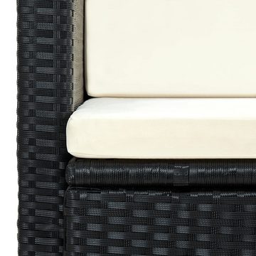 vidaXL Loungesofa 2-Sitzer-Gartensofa mit Auflagen Schwarz Poly Rattan, 1 Teile