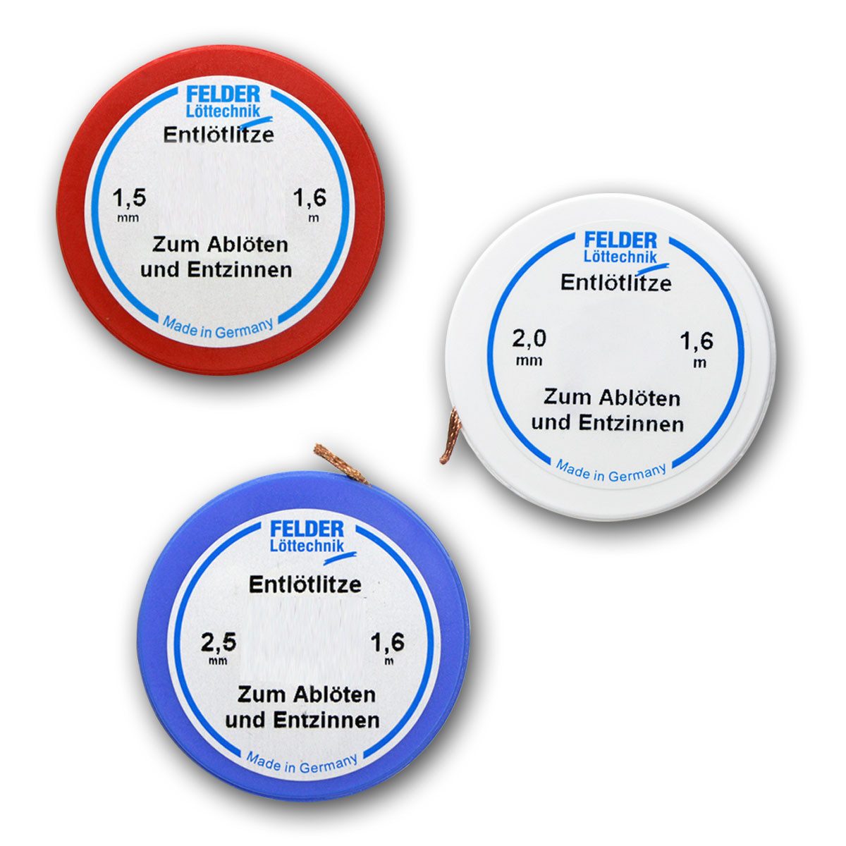 Felder Lotblei 3er SET Felder Entlötlitze, Klappspule SAUGLITZE